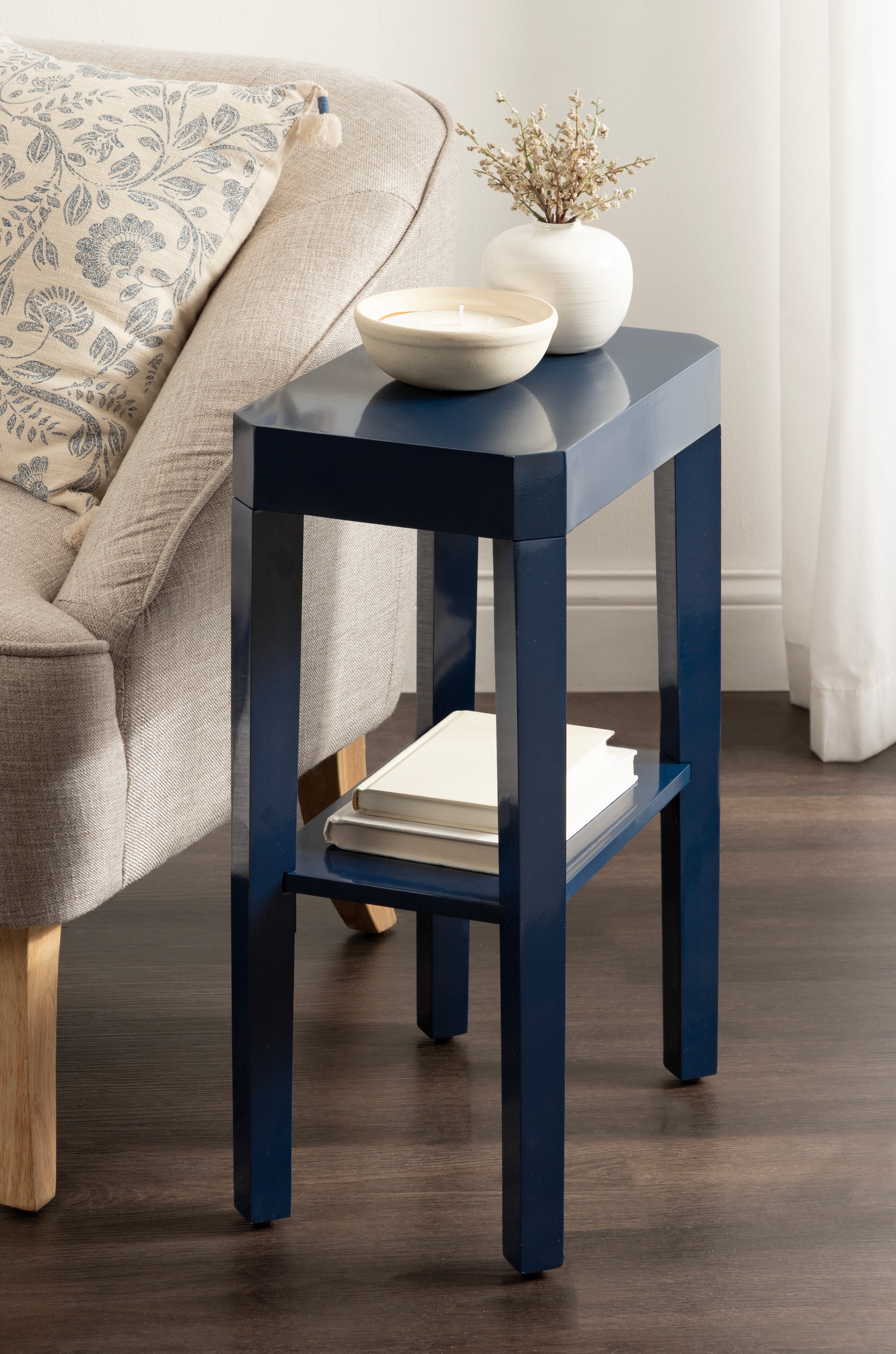Side Table Navy Blue 16x10x25 6