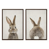 Sylvie Bunny Portrait on Linen and Bunny Tail on Linen Framed Canvas Art Set by Amy Peterson Art Studio