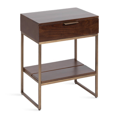 Side Table Dark Brown Gold 18x13x24 1