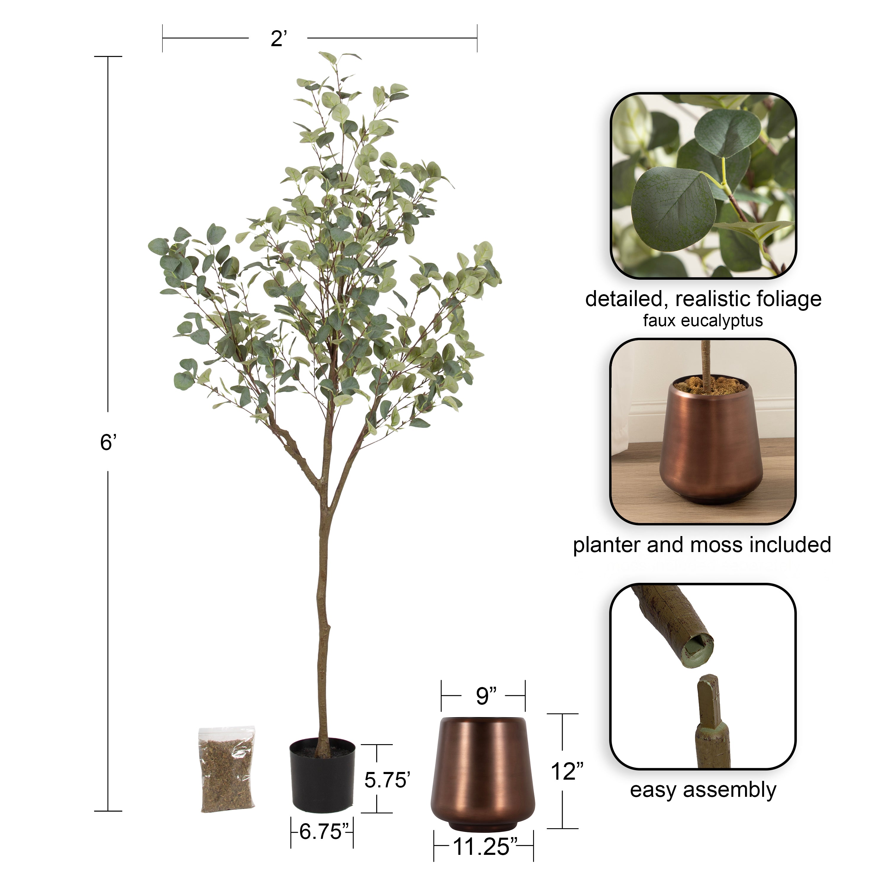 Faux Tree Bronze 6' 2