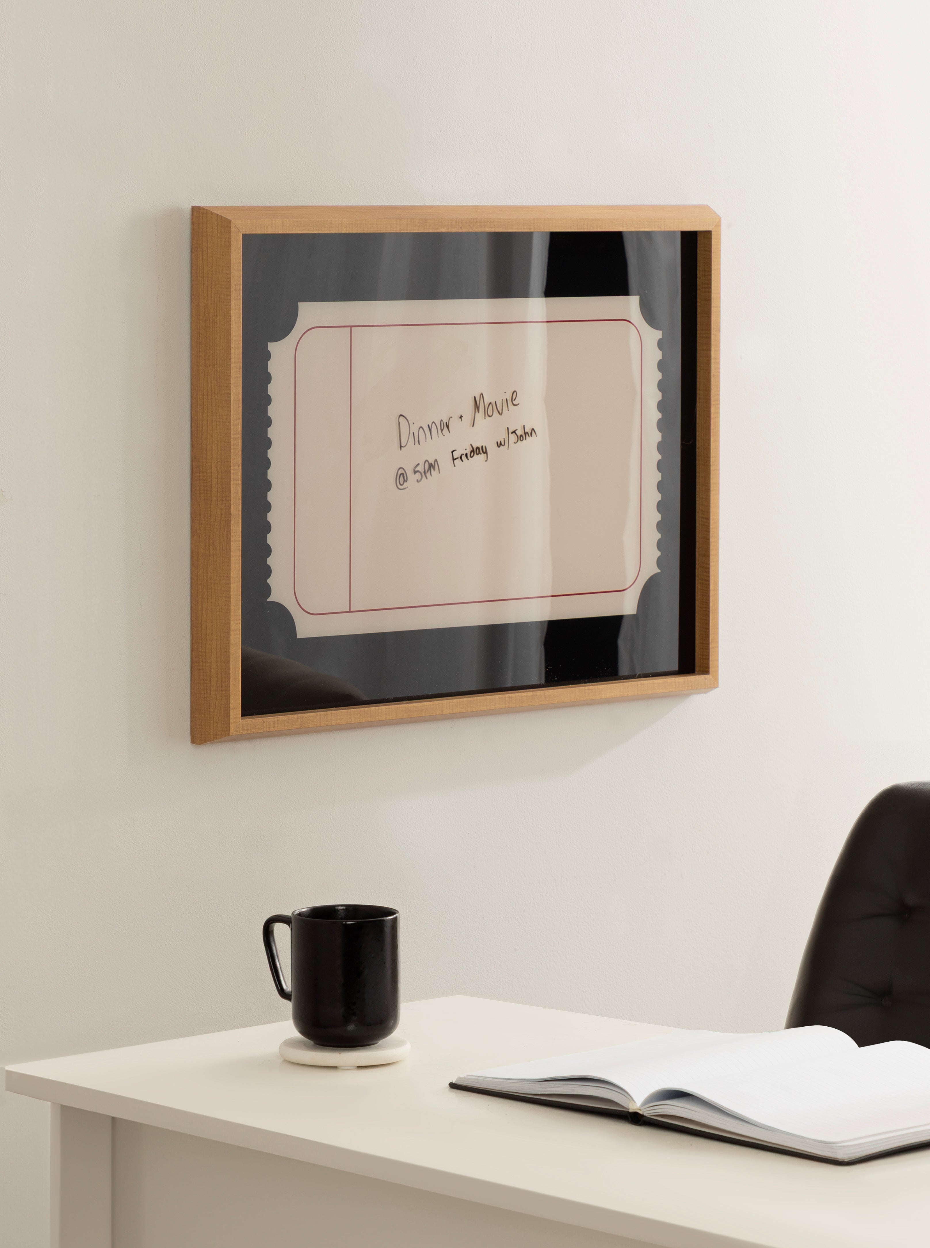Single Ticket Dry Erase BPG by The Creative Bunch Studio Framed Glass Dry Erase Wall Art White Board
