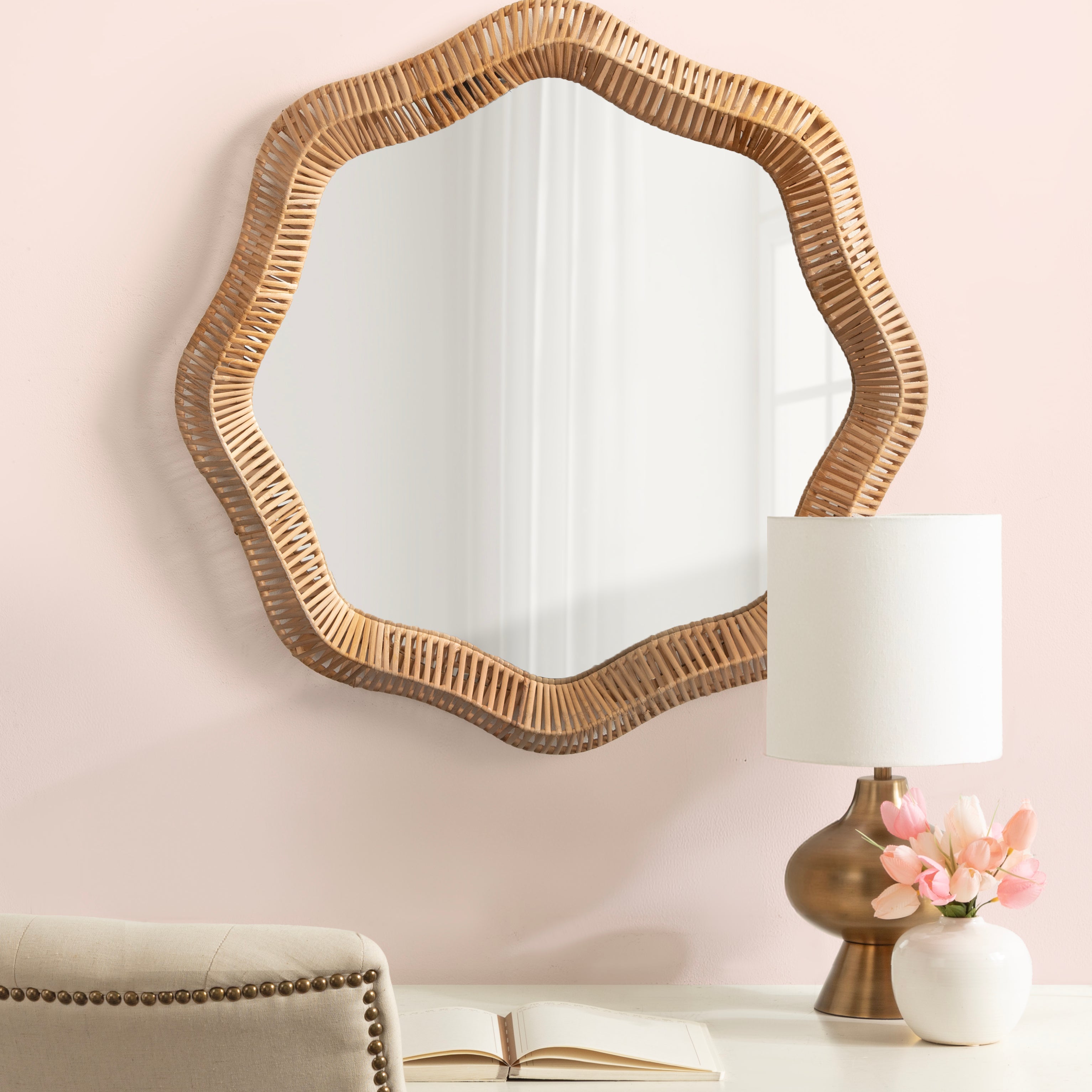 Scallop Mirror 28" dia Natural 6