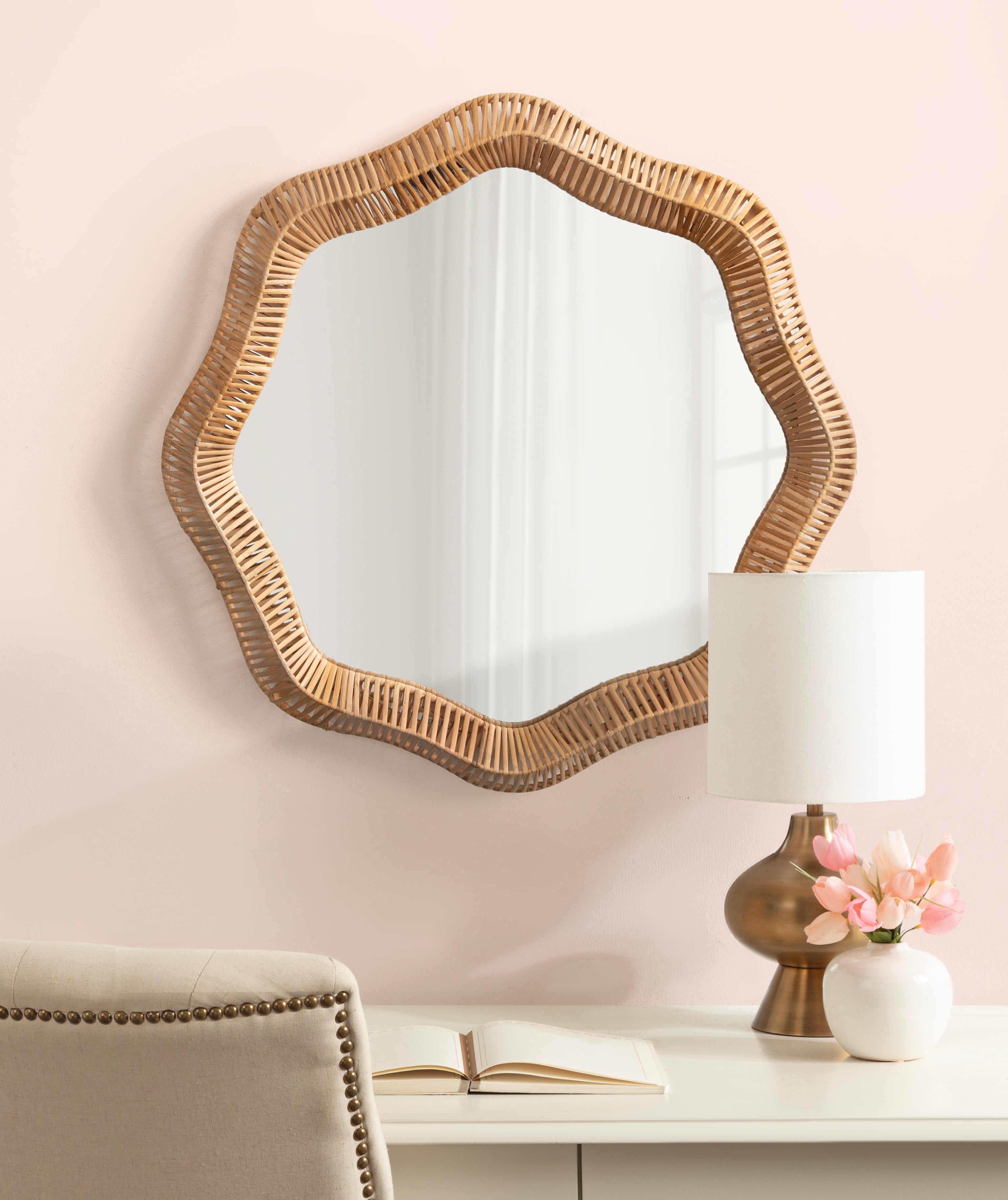 Scallop Mirror 28" dia Natural 6