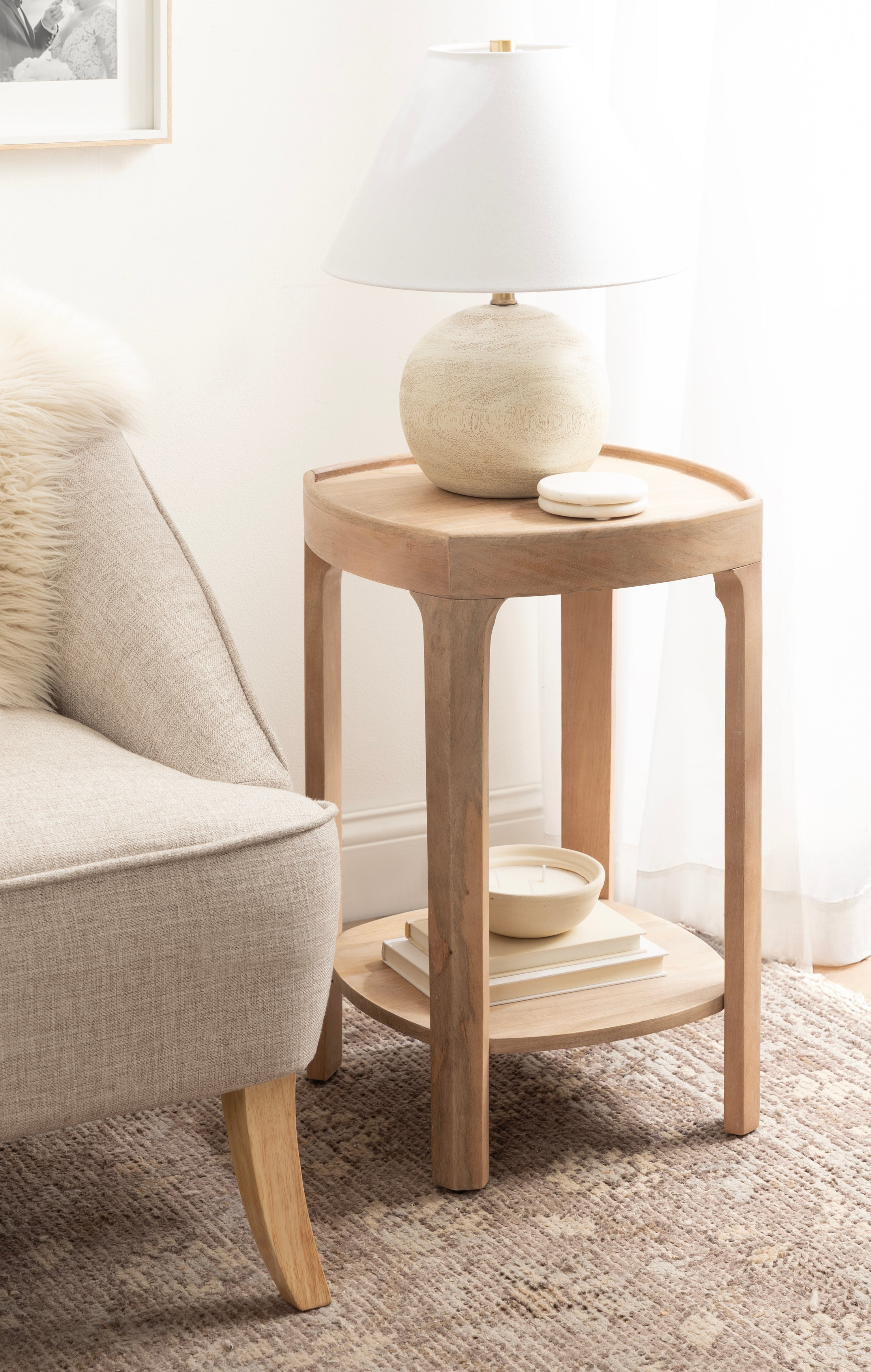 Side Table Natural Beige 16x16x24 6