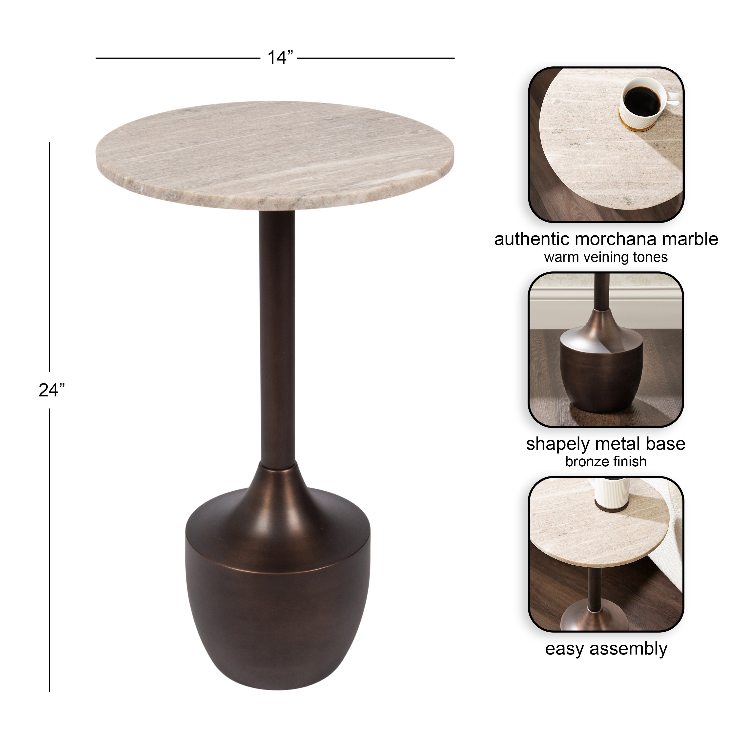 Side Table 14x14x24 Brown Bronze 2