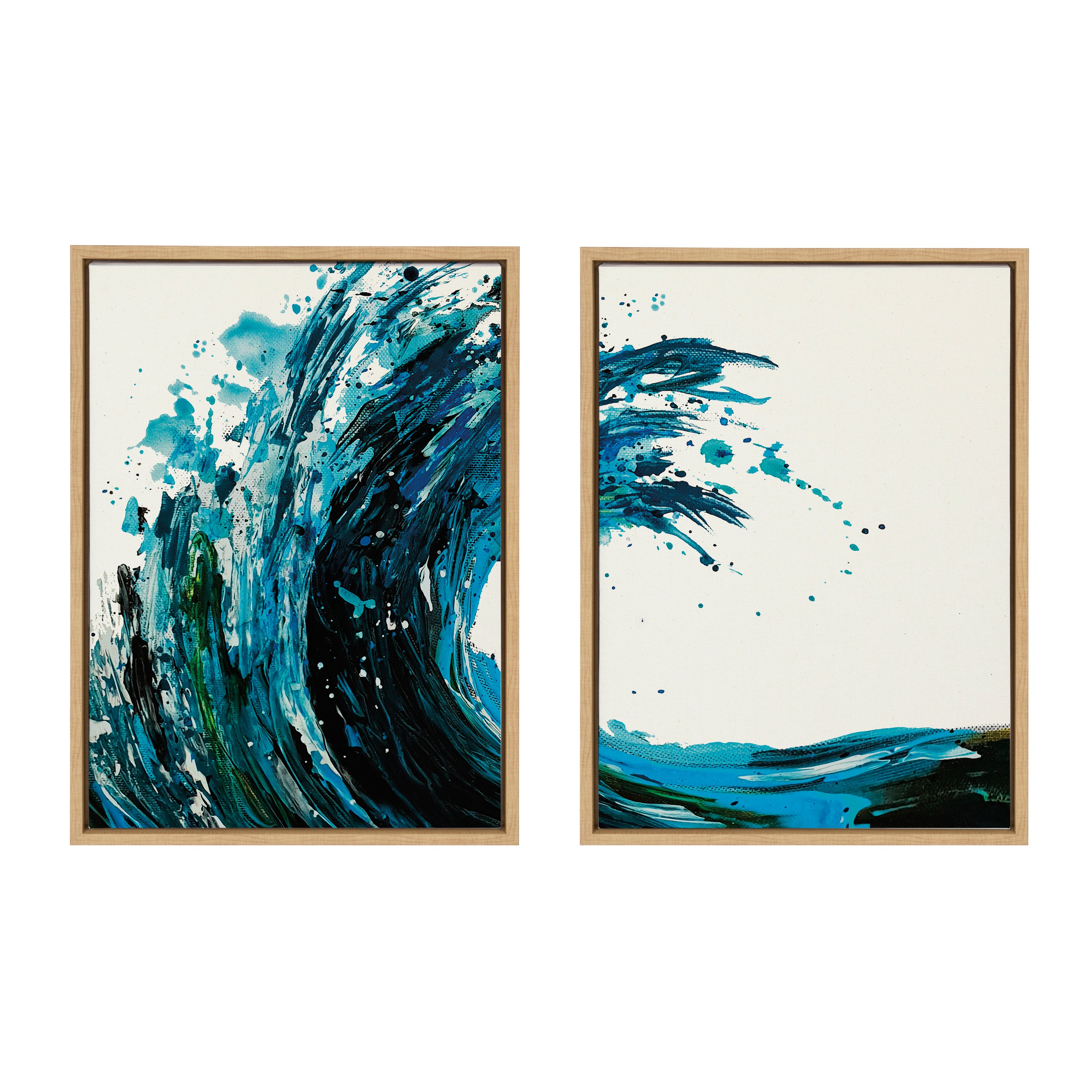 Sylvie Wave 1 and 2 Framed Canvas Art Set by