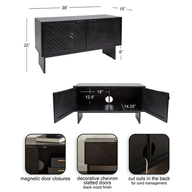 TV Stand Black 38x15x22 2