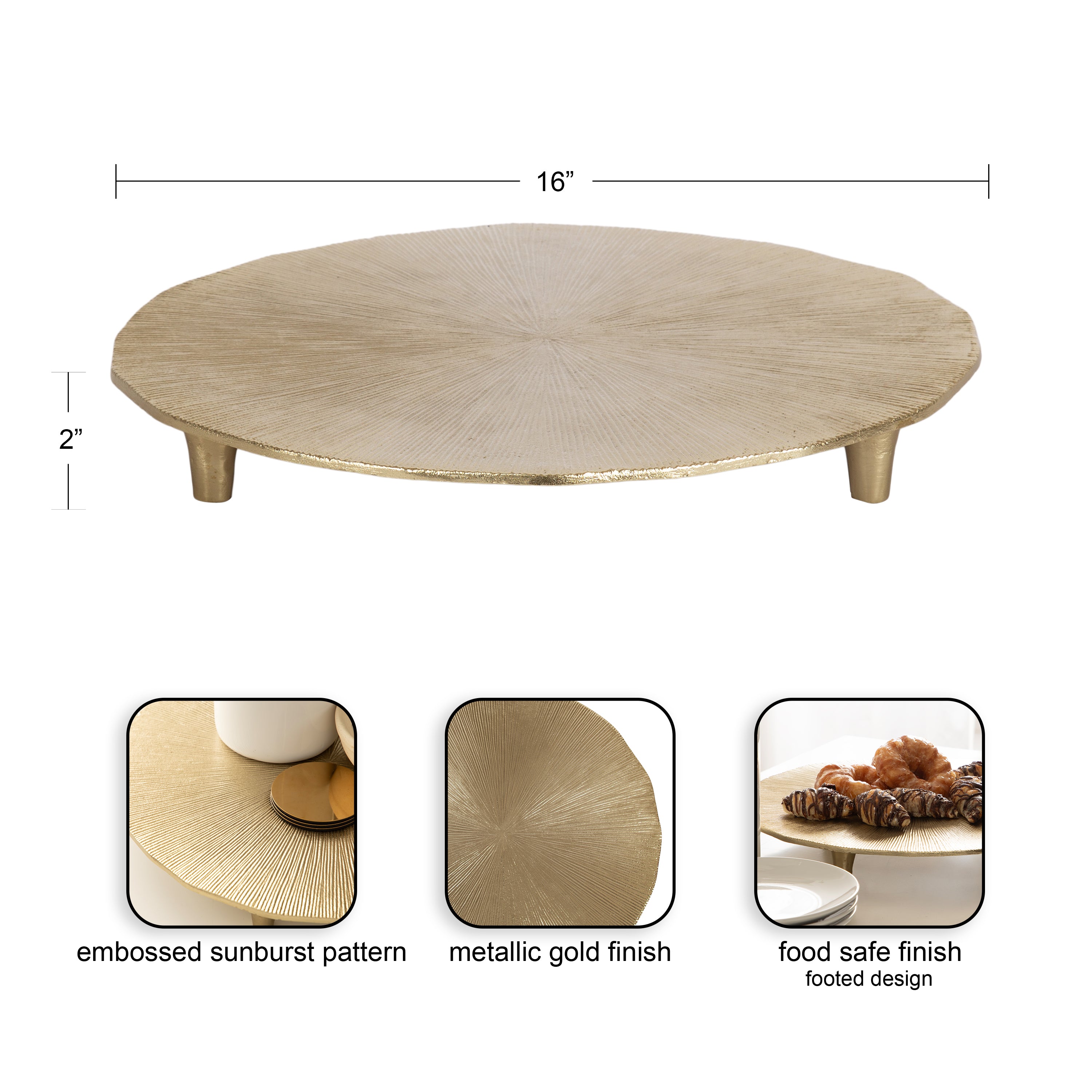 Serving Tray Gold 16" diameter 2