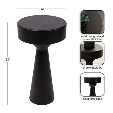 Side Table Black 12x12x22 2