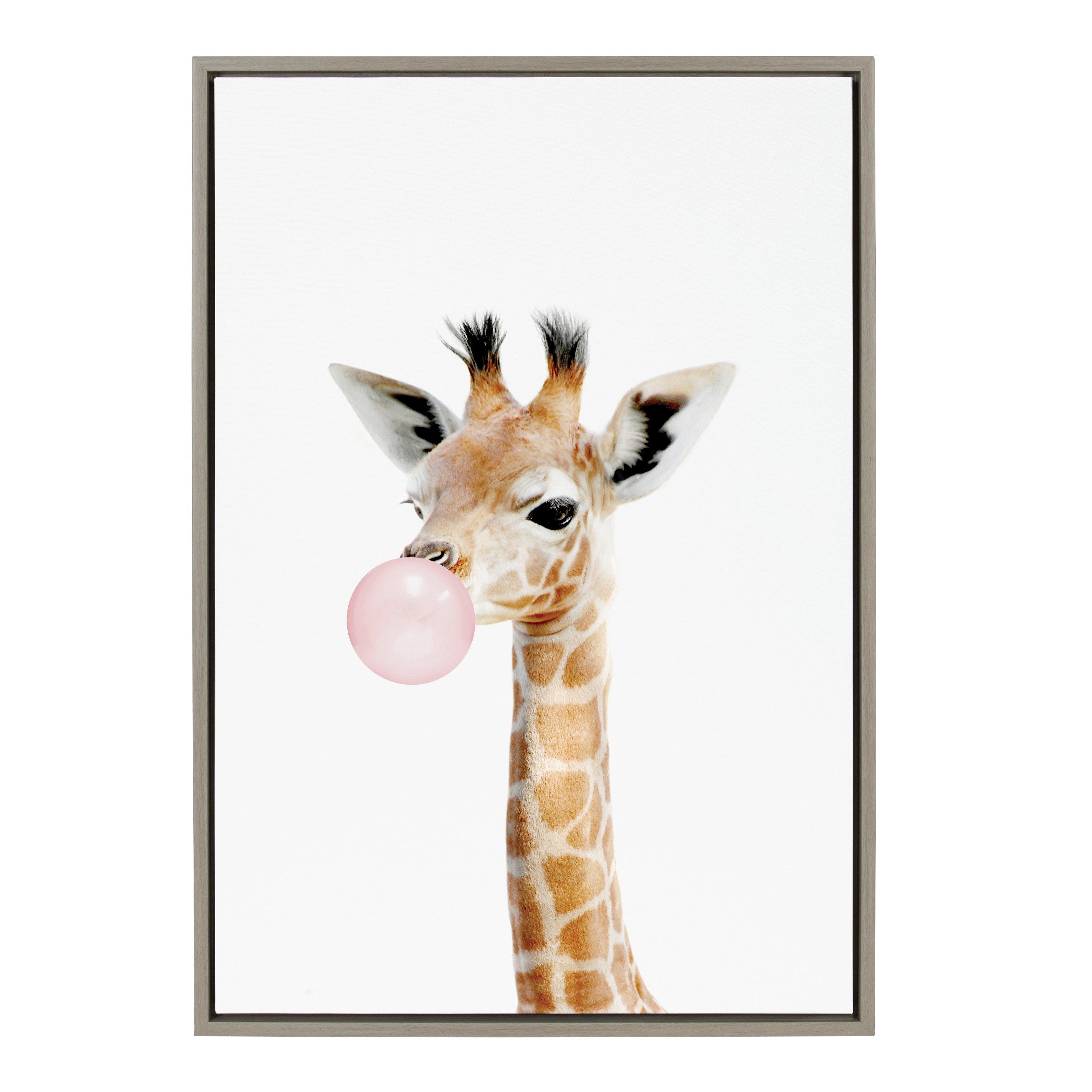 Sylvie Bubble Gum Giraffe Framed Canvas by Amy Peterson Art Studio