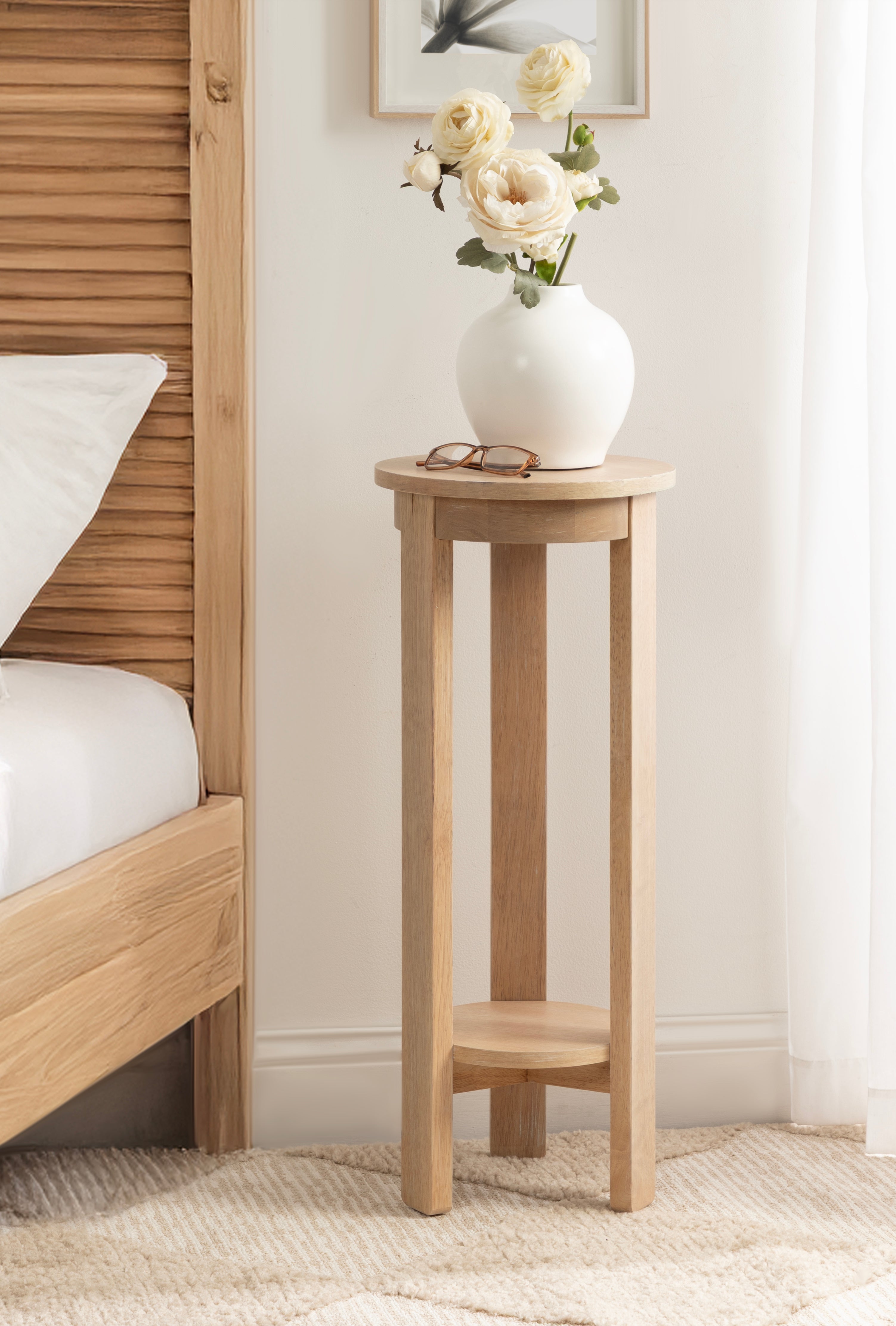 Side Table Natural Beige 12x12x30 8