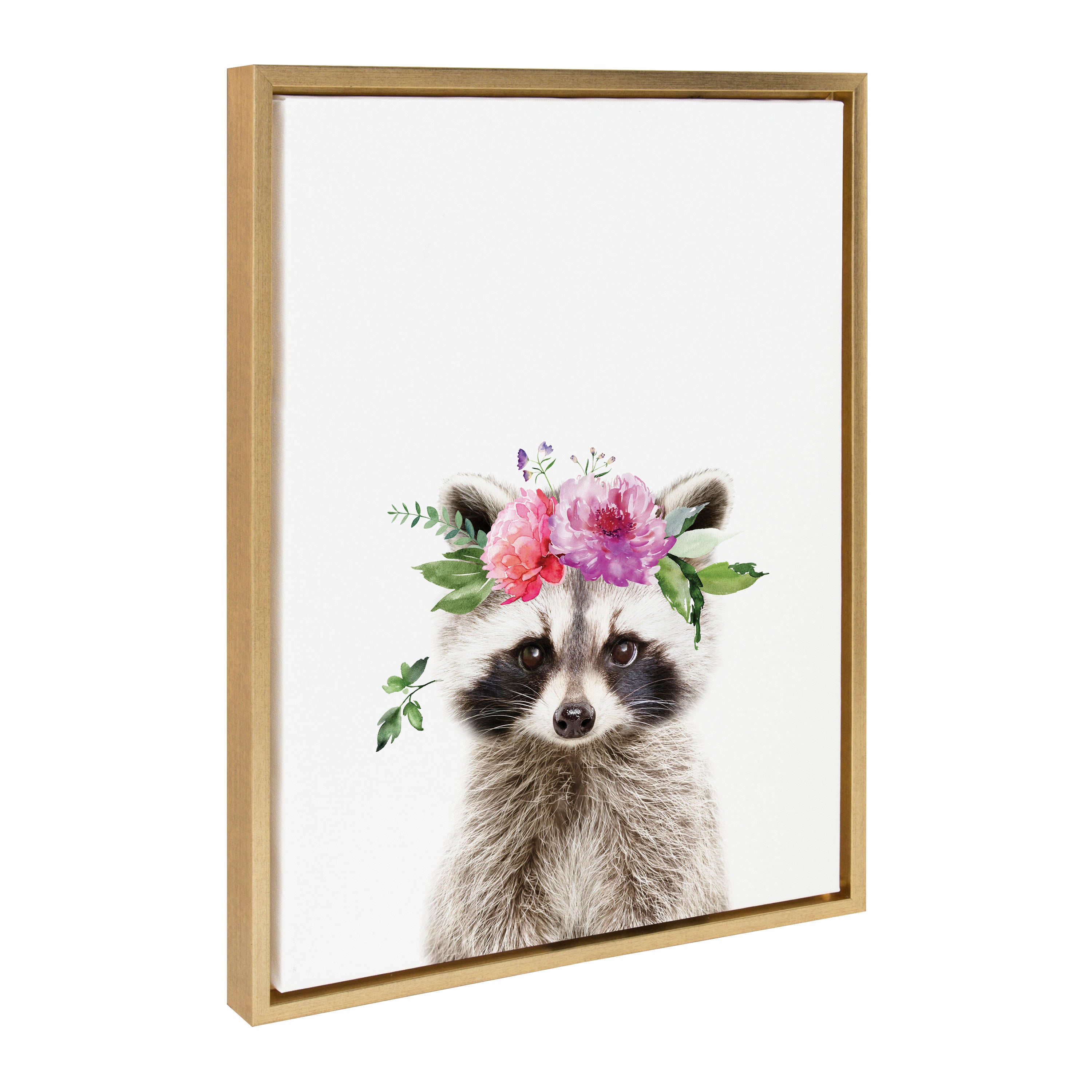 Sylvie Flower Crown Raccoon Framed Canvas by Amy Peterson Art Studio