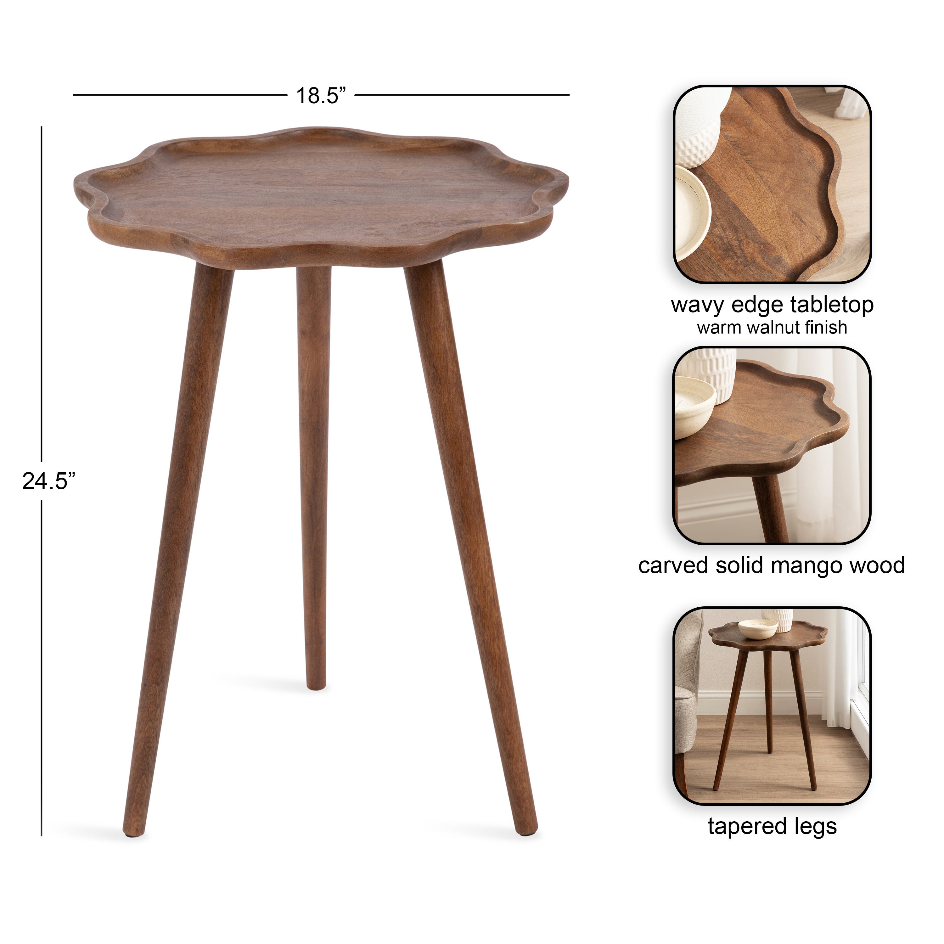 Side Table Walnut Brown 19x19x24 2