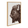 Sylvie Bison Profile Woven Neutral Linen Framed Canvas by Amy Peterson Art Studio