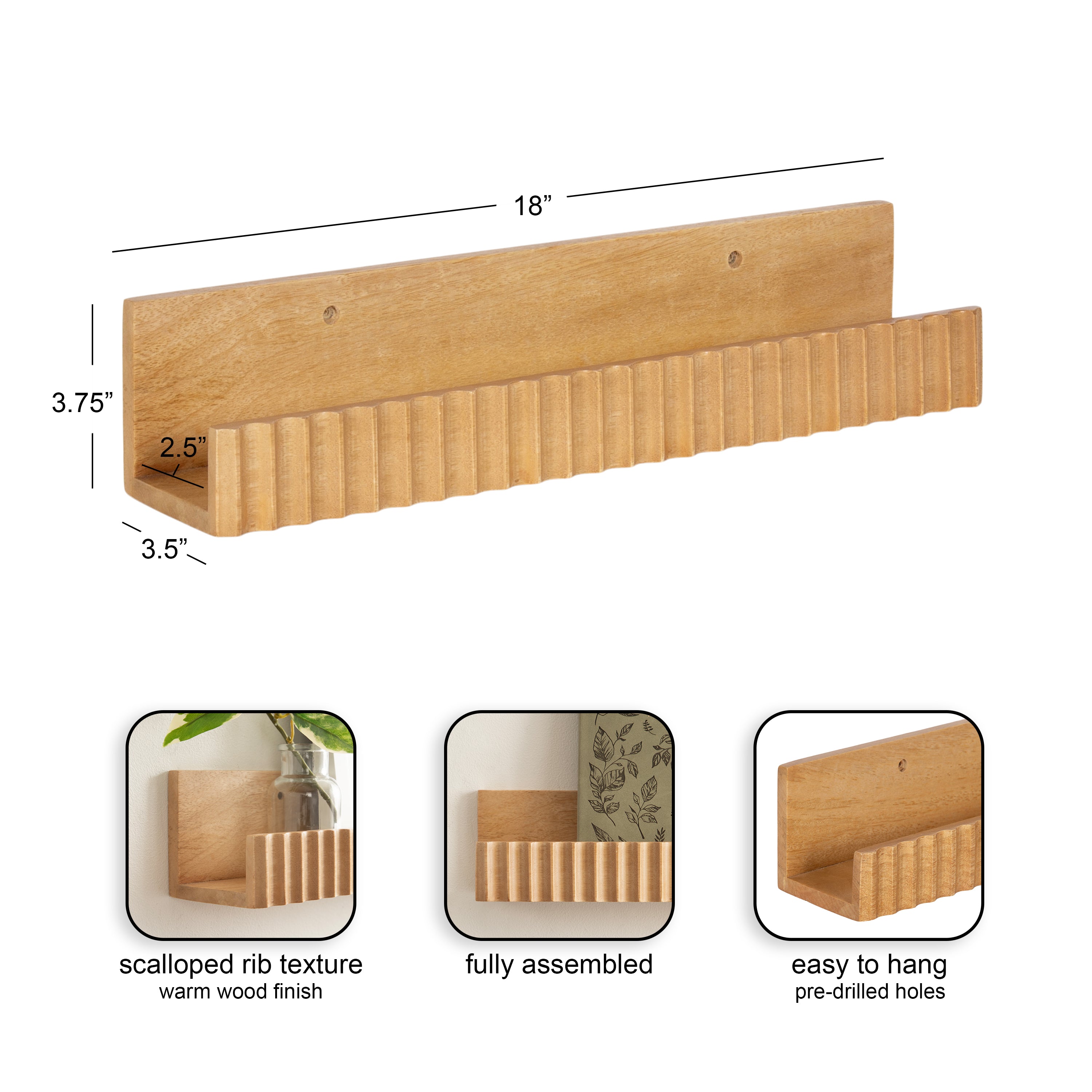 Floating Shelf Natural Biscuit 2 Piece 18 Inch 2