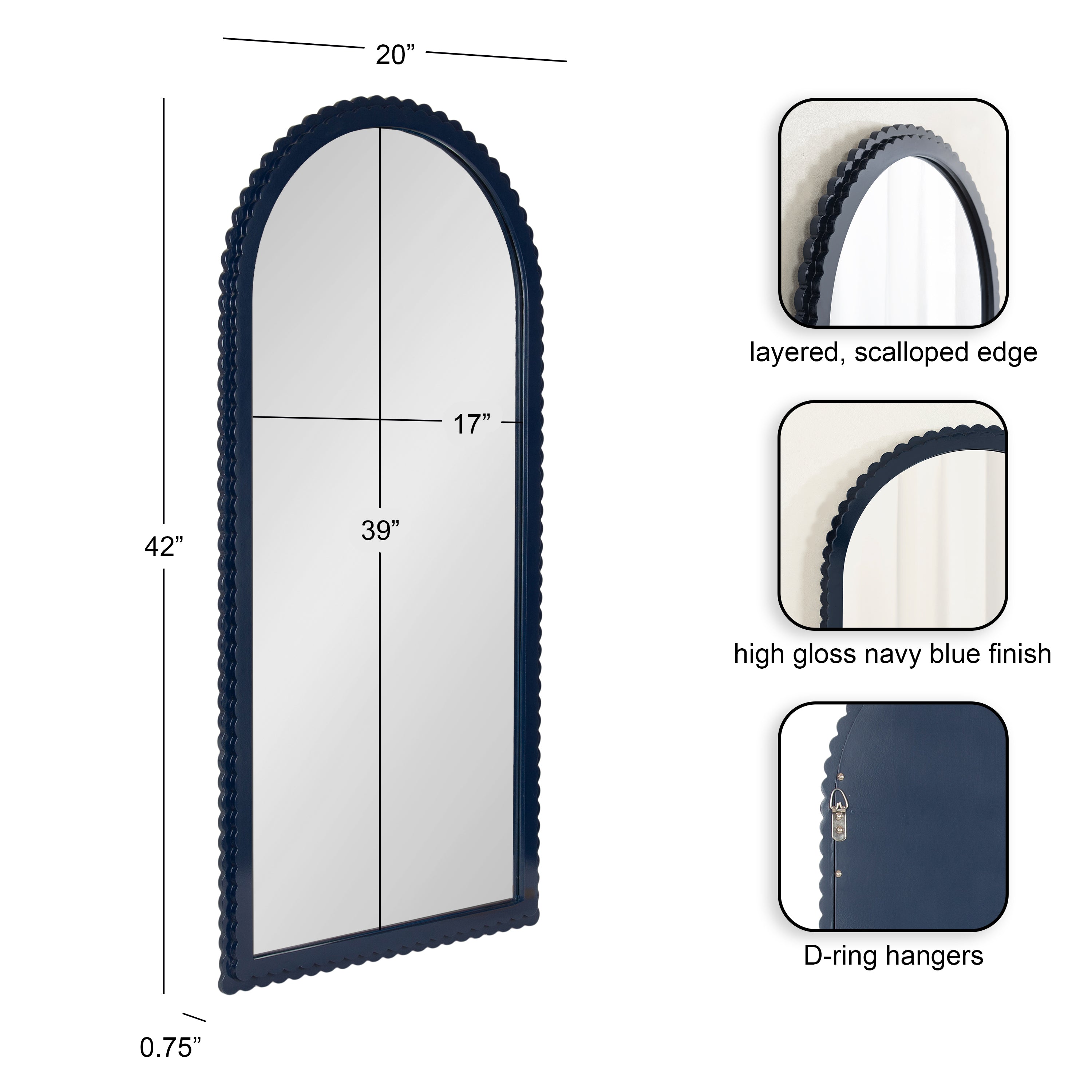Arch Mirror 20x42 Navy Blue 2