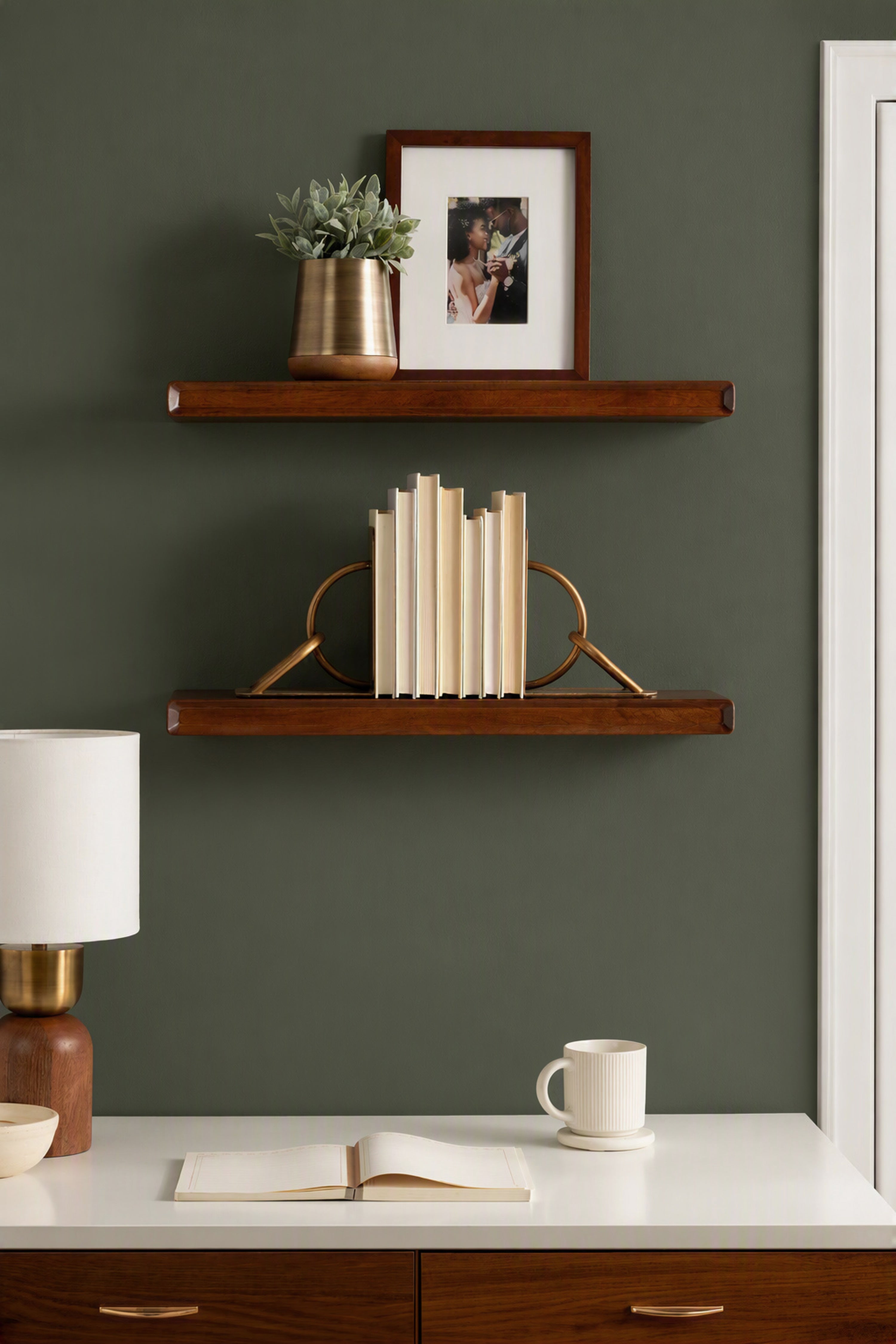 Floating Shelf Walnut Brown 2 Piece 24 inch 6