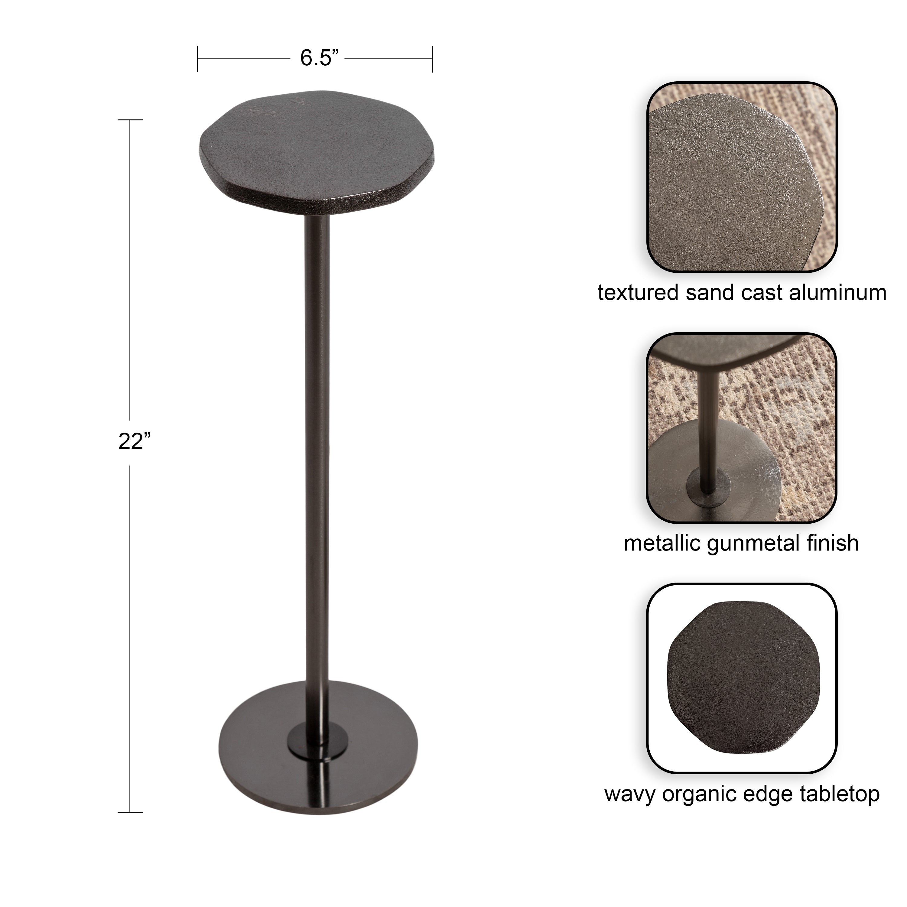 Drink Table Pewter 7x7x22 2