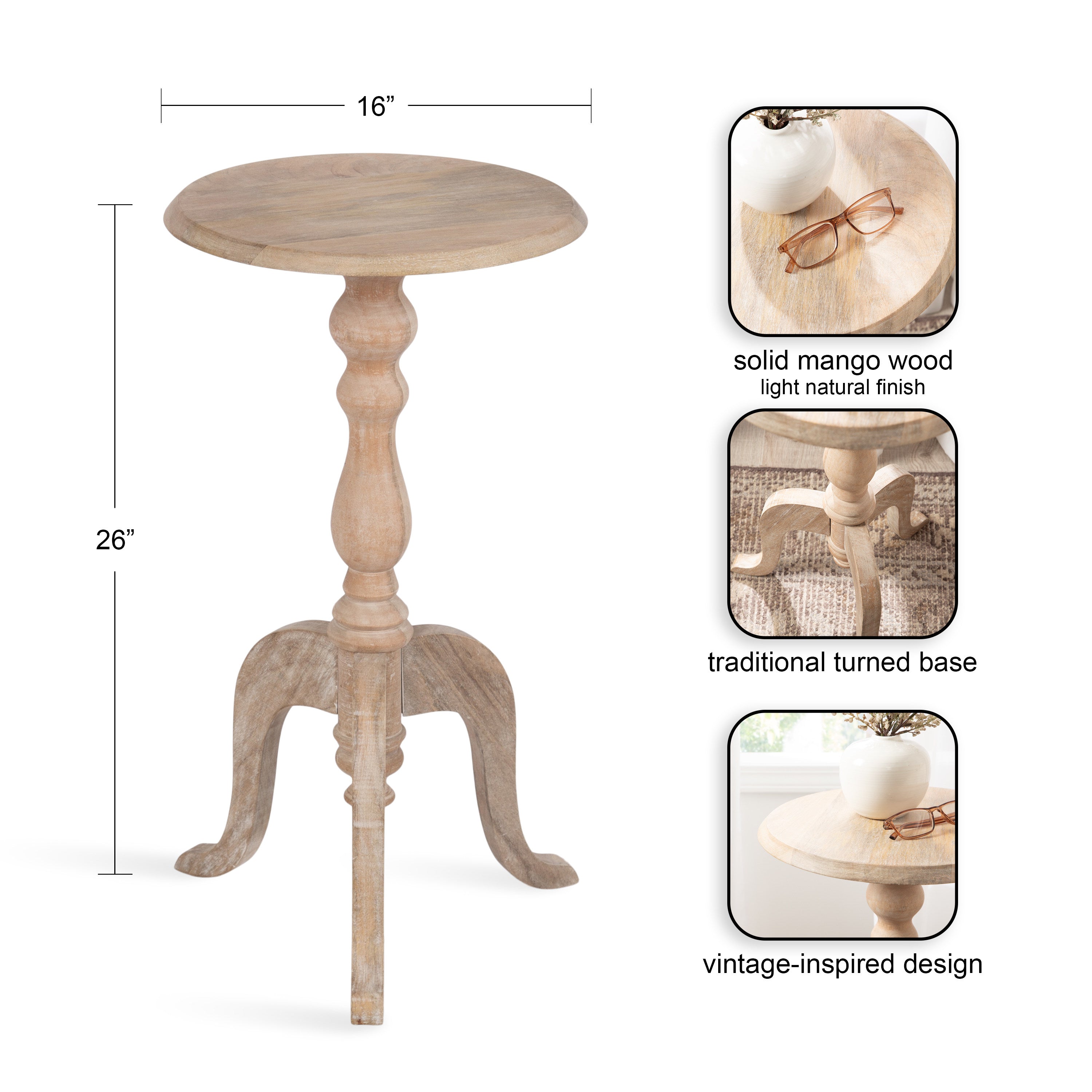 Tourneaux Wood Side Table