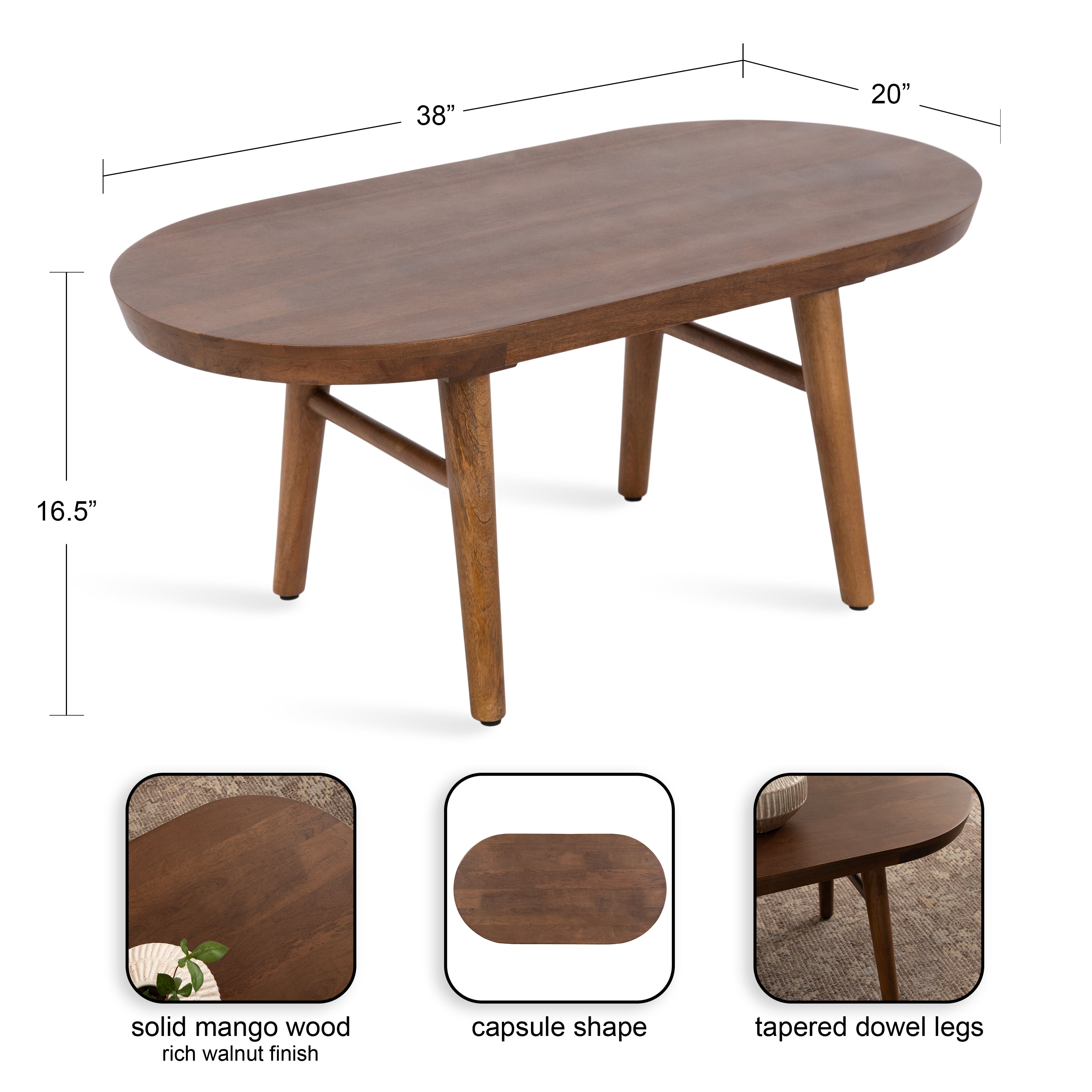 Conan Oval Wood Coffee Table