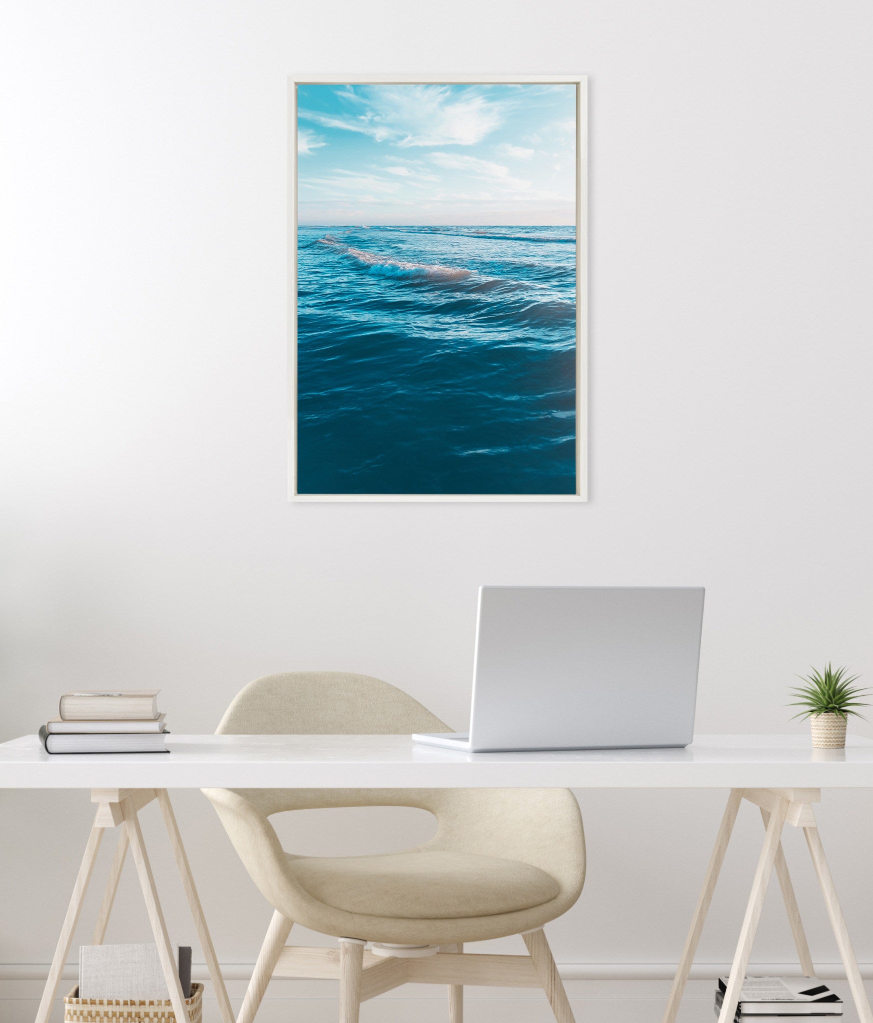Sylvie Blue Ocean Framed Canvas by Stephanie Klatt