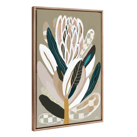 Sylvie Beaded Sage Protea Framed Canvas by Inkheart Designs