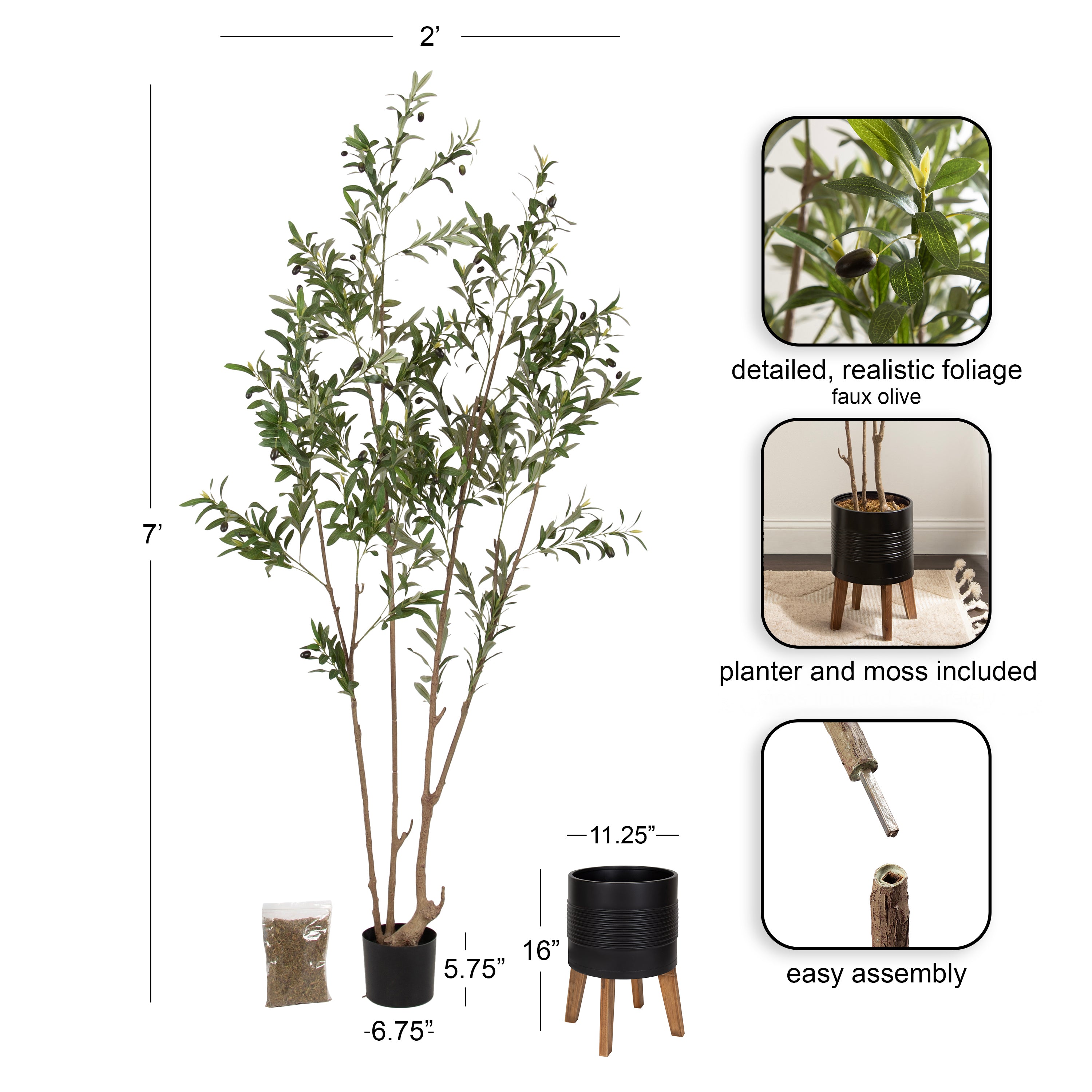 Faux Tree 7.5' Black Rustic Brown 2