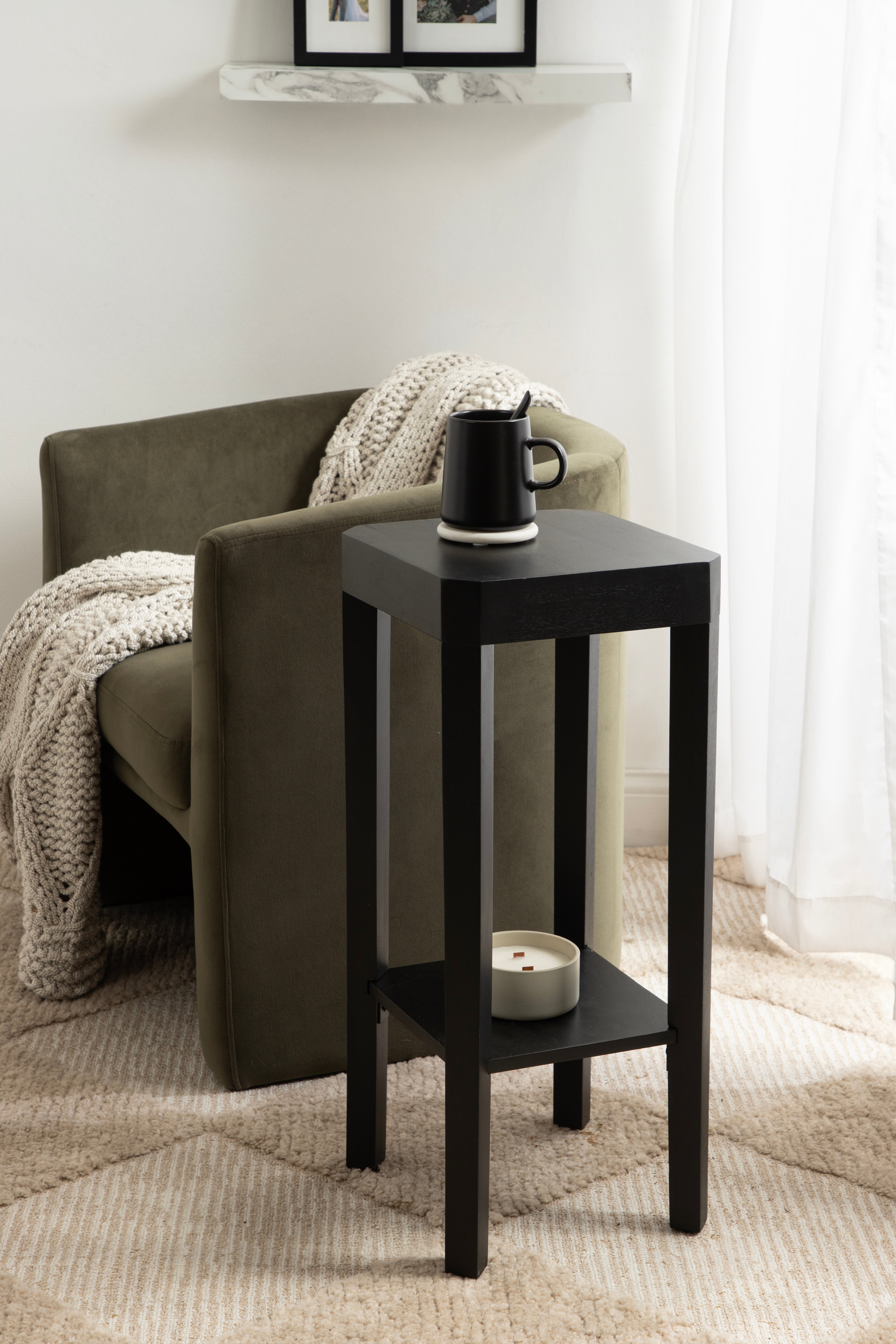 Side Table Black 12x12x28 6