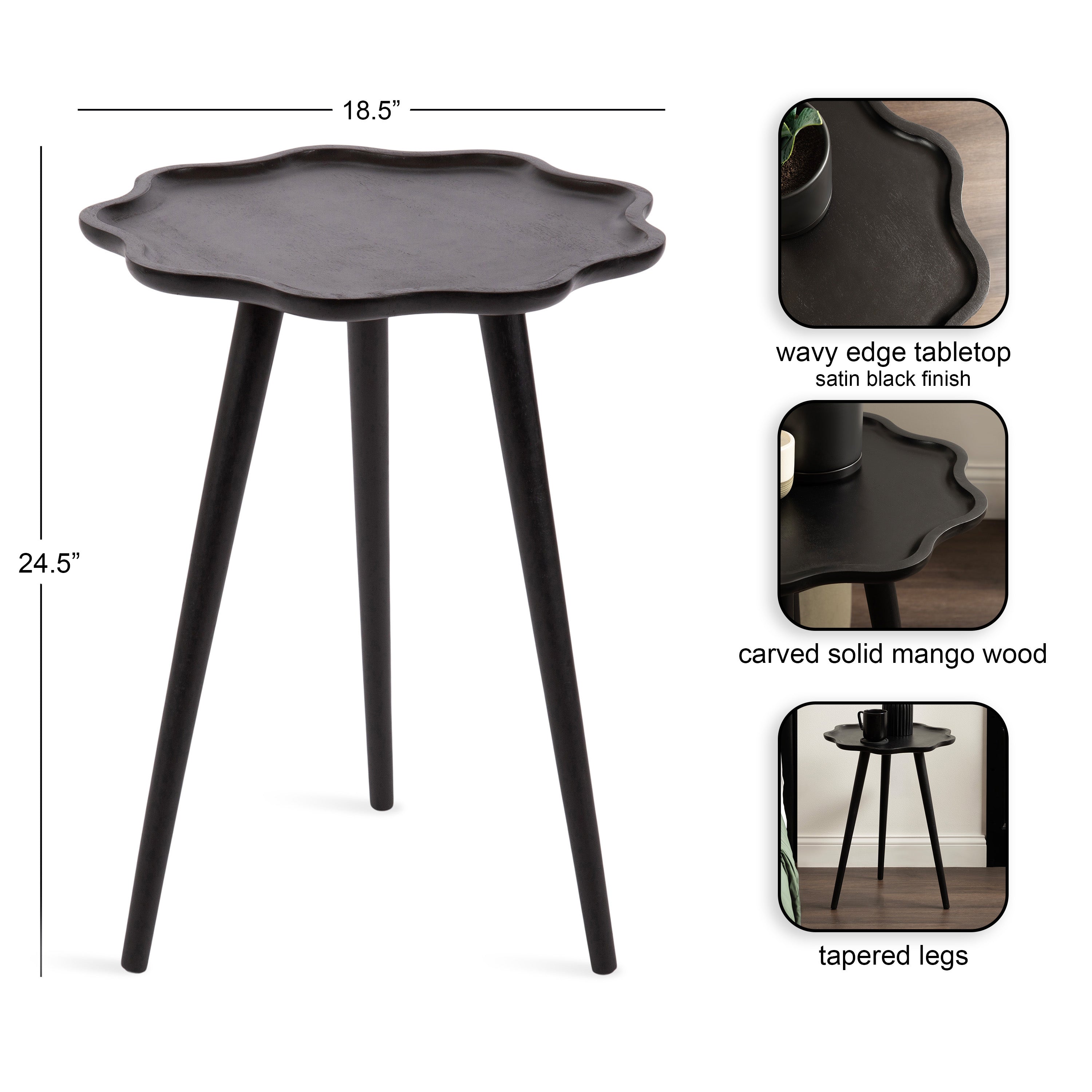 Side Table Black 19x19x24 2