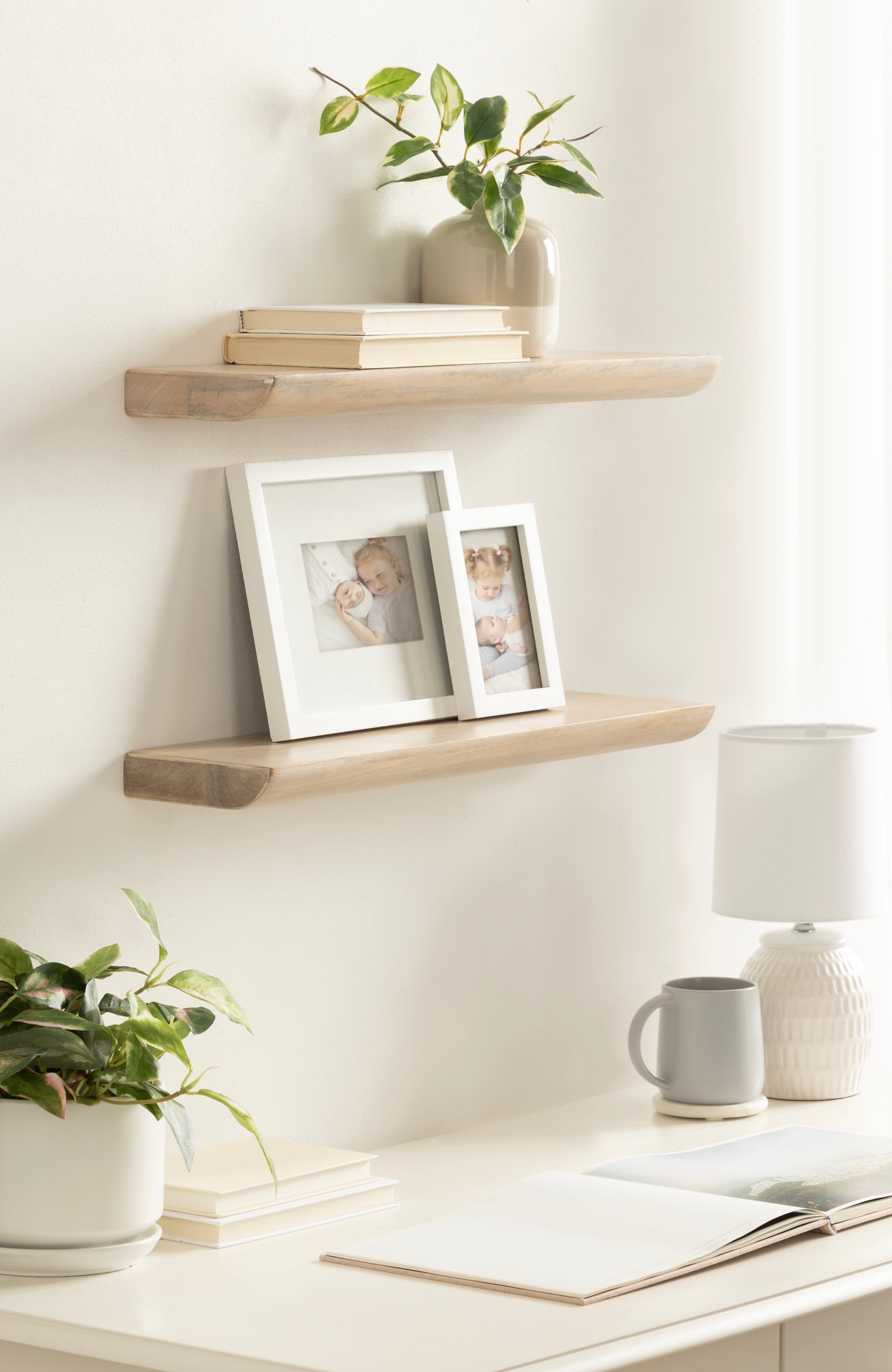 Floating Shelf Natural Beige 2 Piece 24 Inch 7