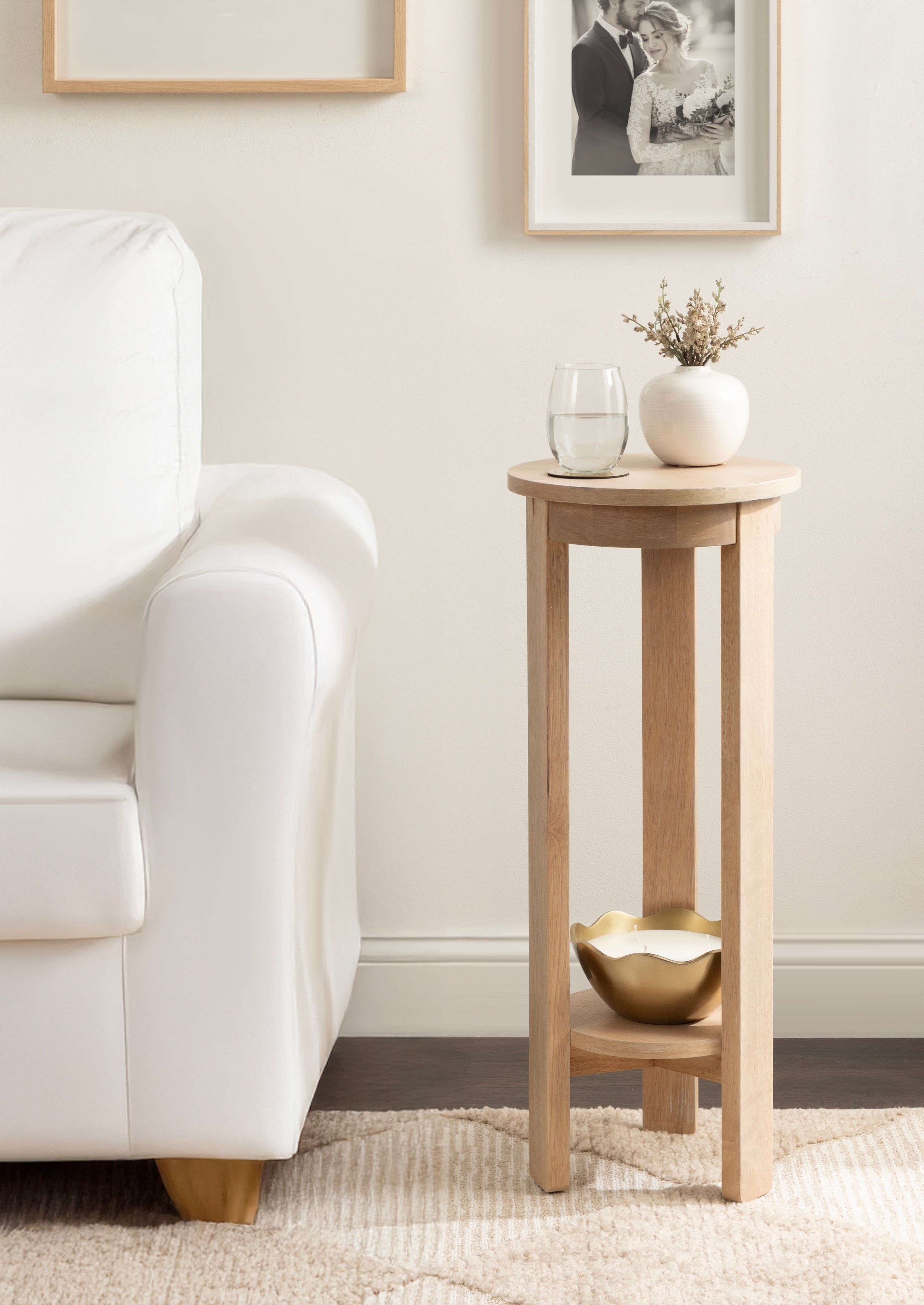 Side Table Natural Beige 12x12x30 7
