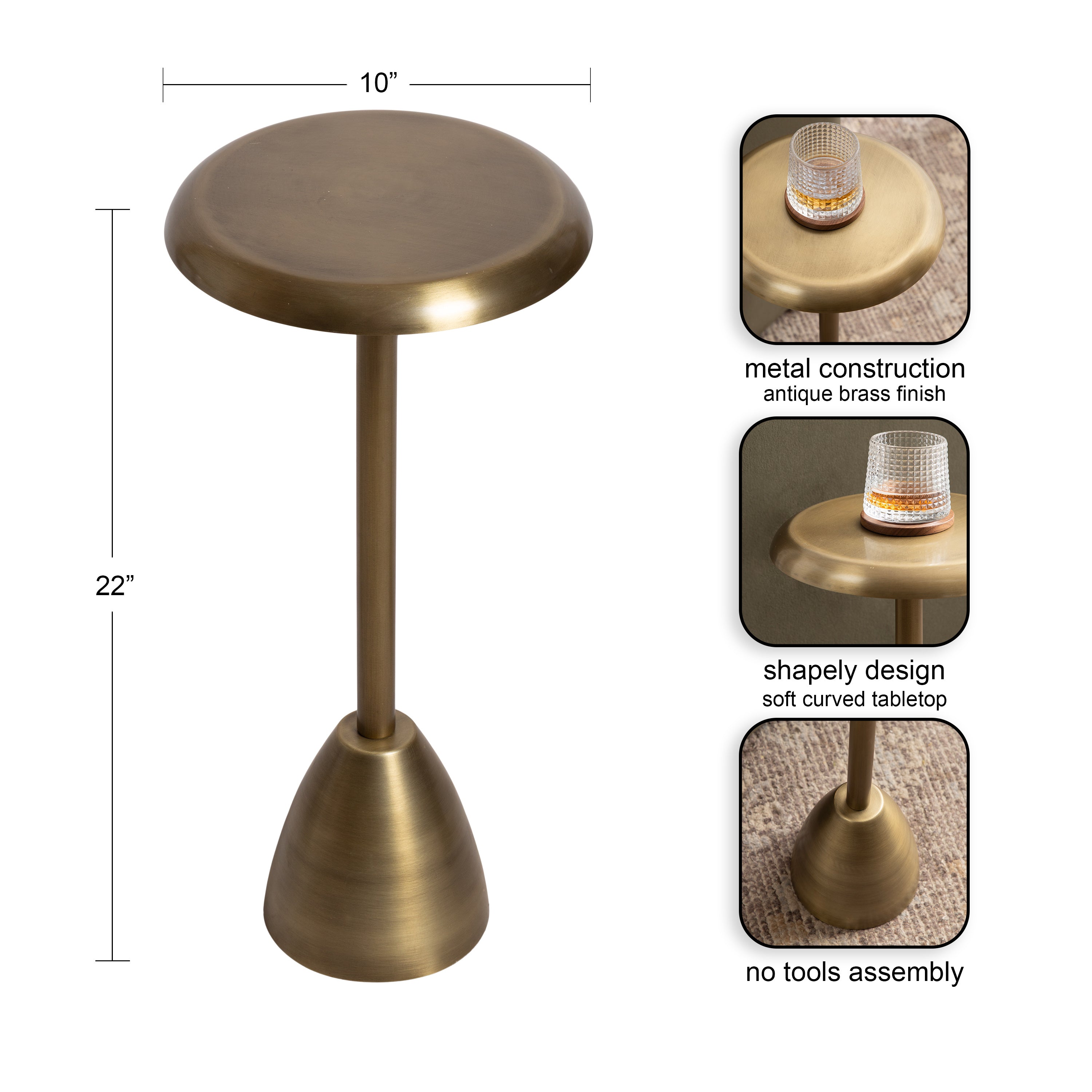 Drink Table Gold 10x10x22 2