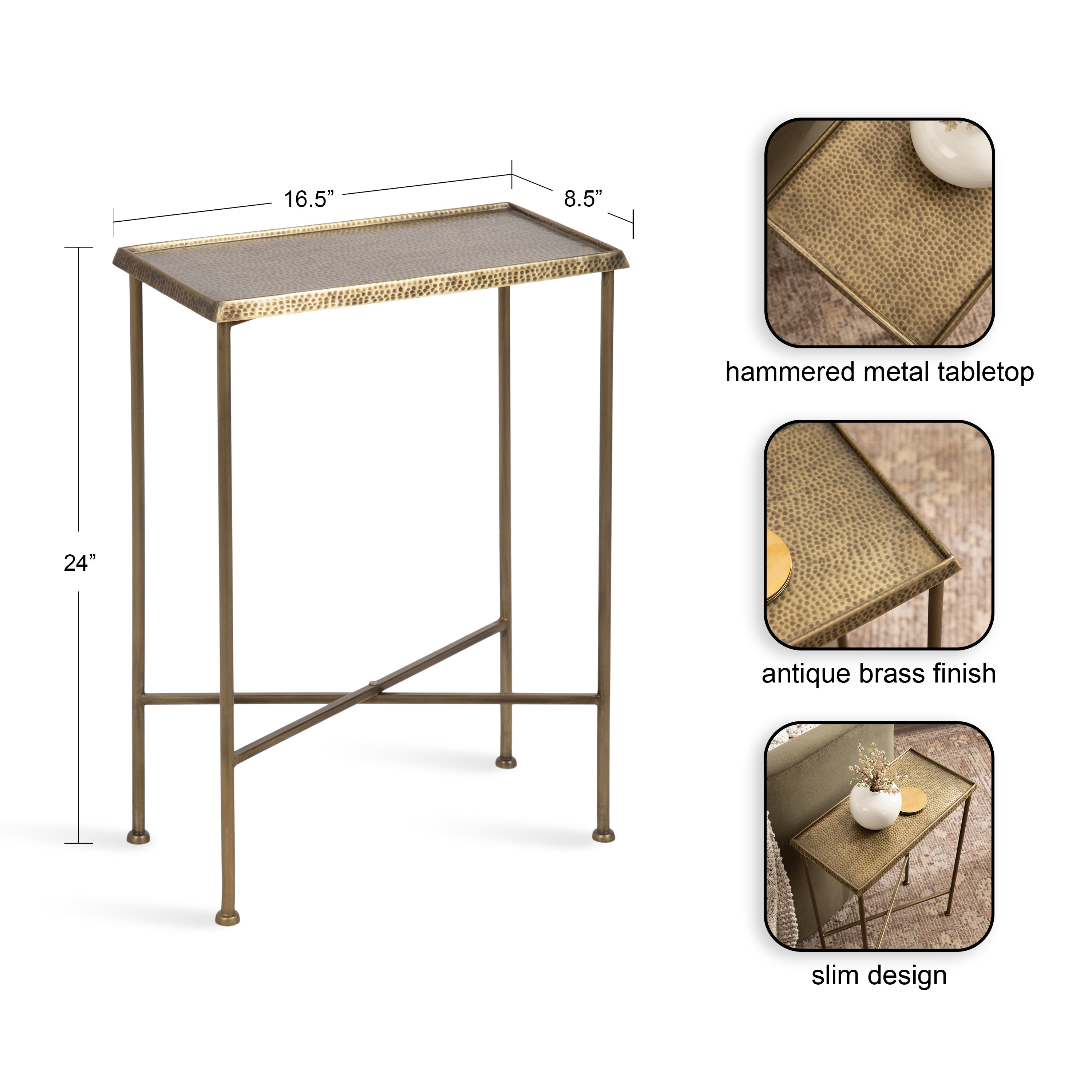 Side Table Gold 17x9x24 2