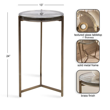 Side Table Clear Gold 13x13x24 2