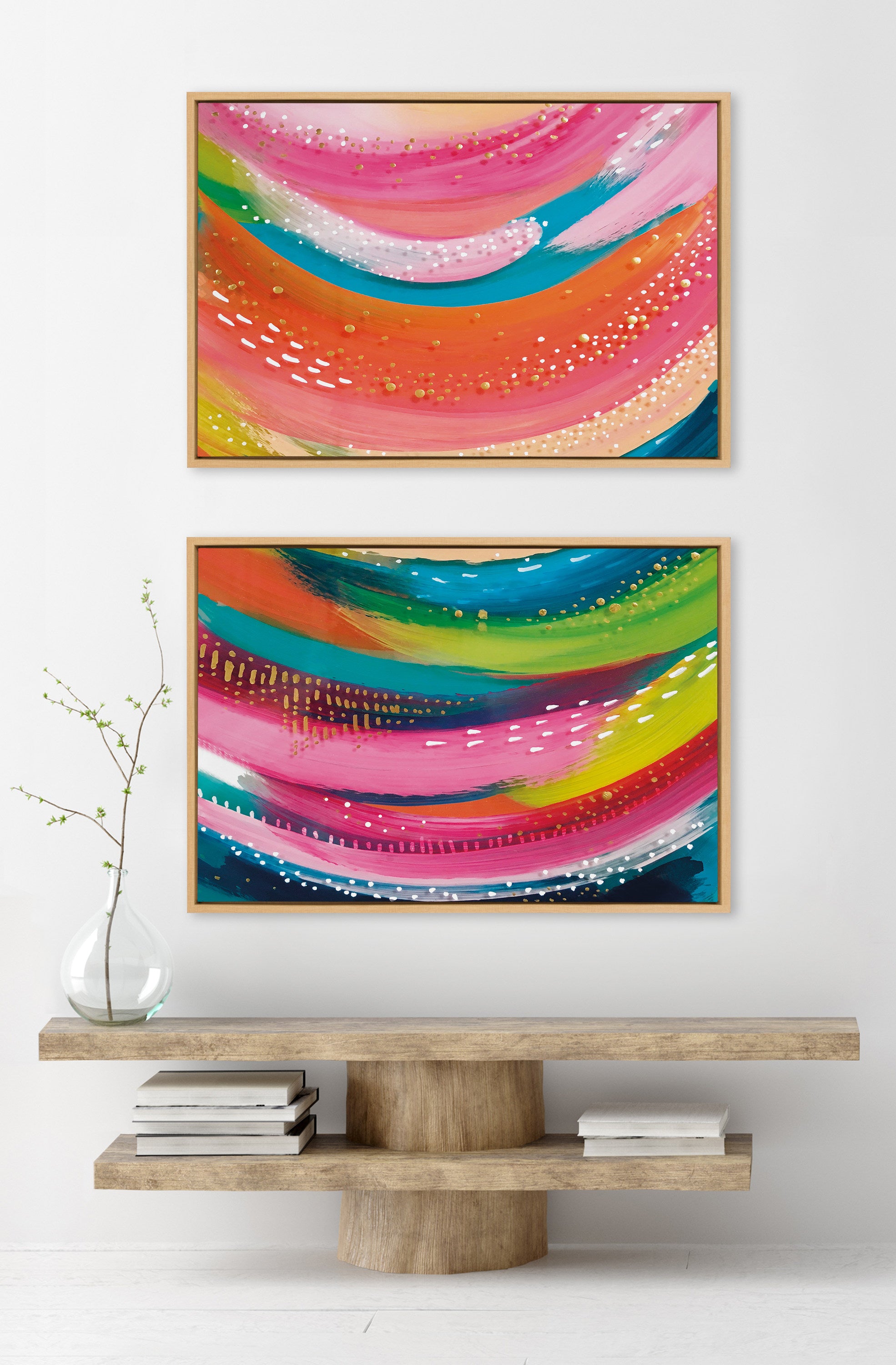 Sylvie Bright Abstract Left and Right Framed Canvas Art Set by Jessi Raulet of Ettavee
