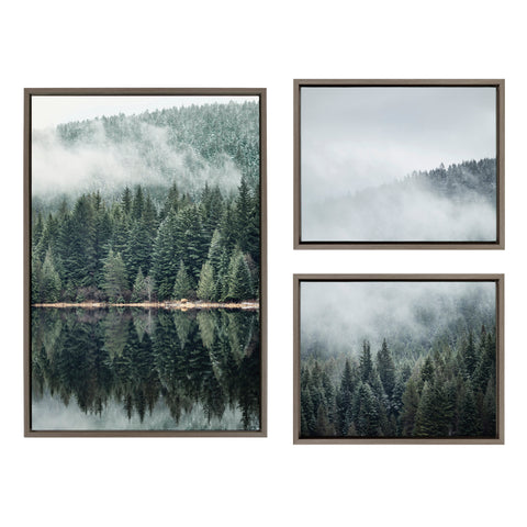 Sylvie Evergreen Reflections in Fog Framed Canvas Art Set by Emiko and Mark Franzen of F2Images