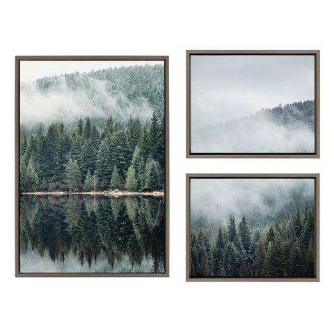 Sylvie Evergreen Reflections in Fog Framed Canvas Art Set by Emiko and Mark Franzen of F2Images