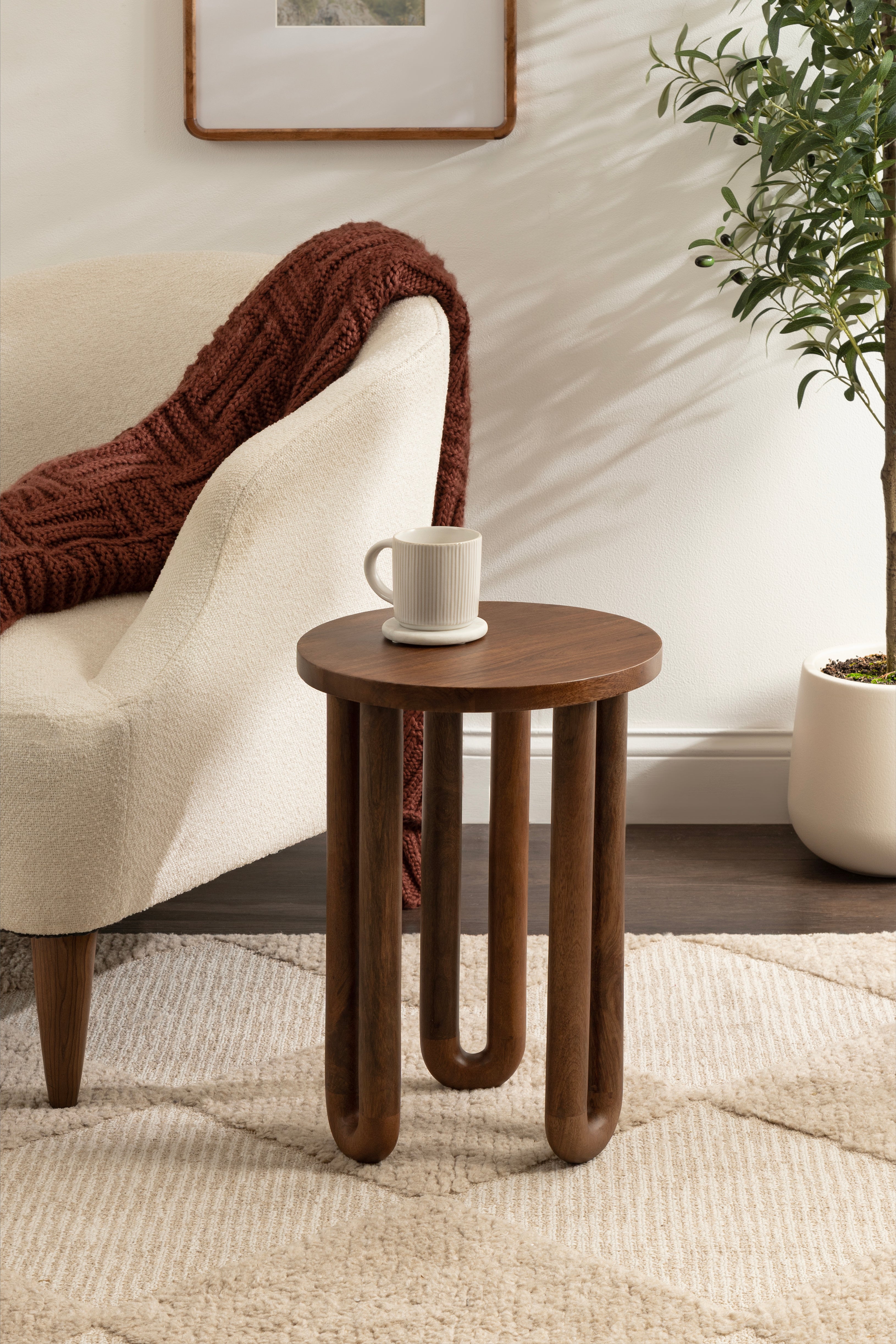 Side Table 14x14x20 Walnut Brown 7