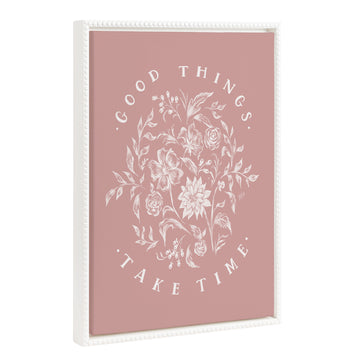 Sylvie Beaded Good Things Take Time Framed Canvas by Valerie McKeehan of Lily and Val