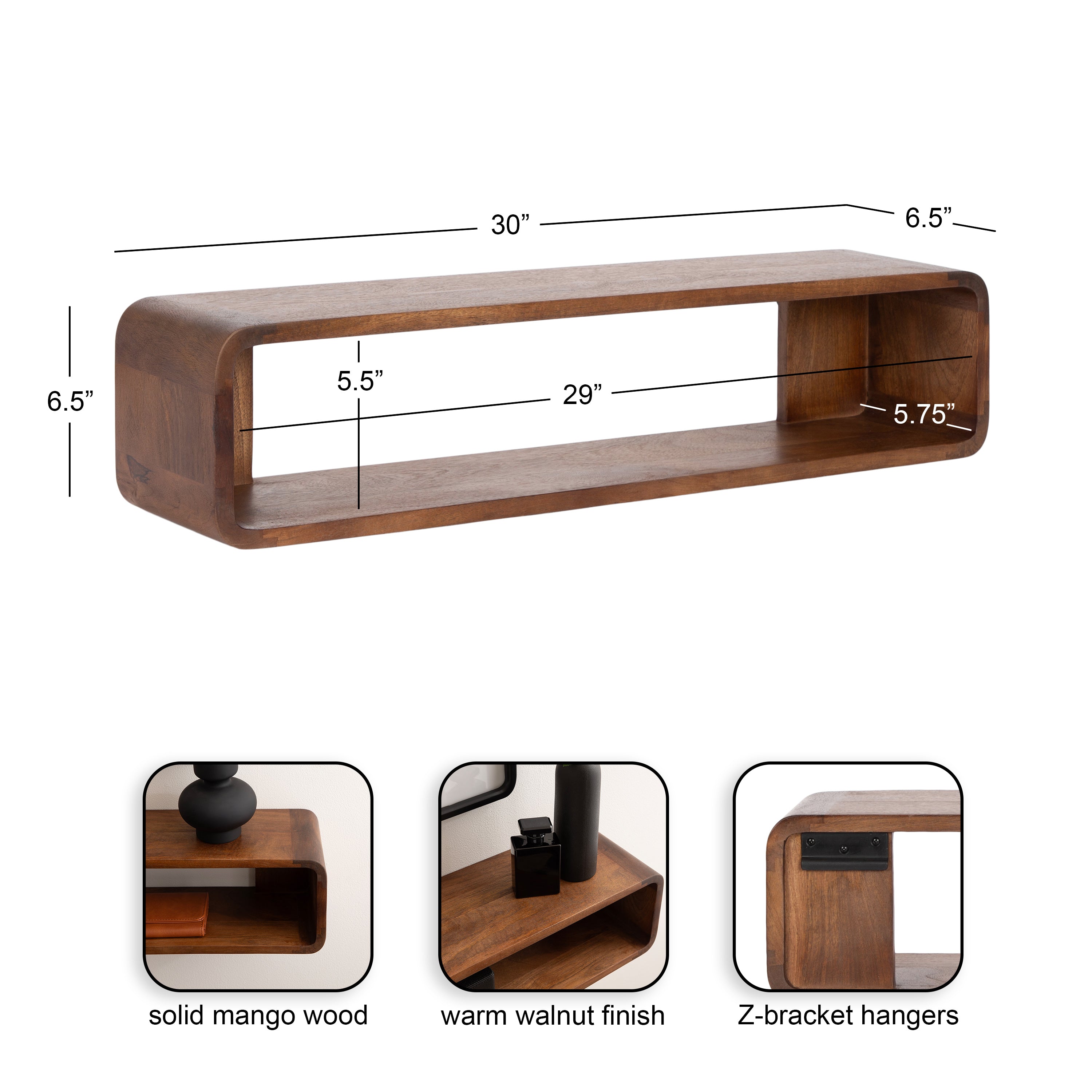 Floating Console Table Walnut Brown 30x7x7 2