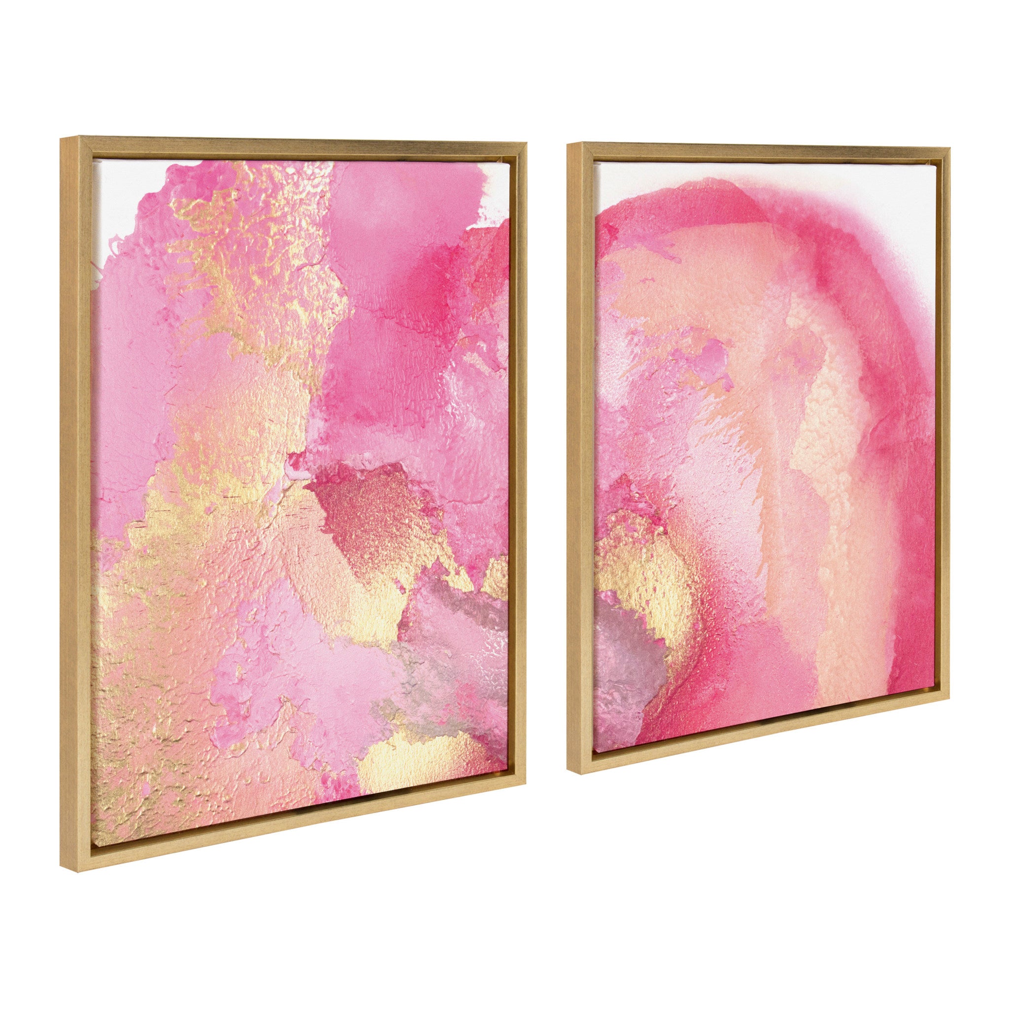 Sylvie MP Pink Golden Hour 1 and 2 Framed Canvas Art Set by Mentoring Positives