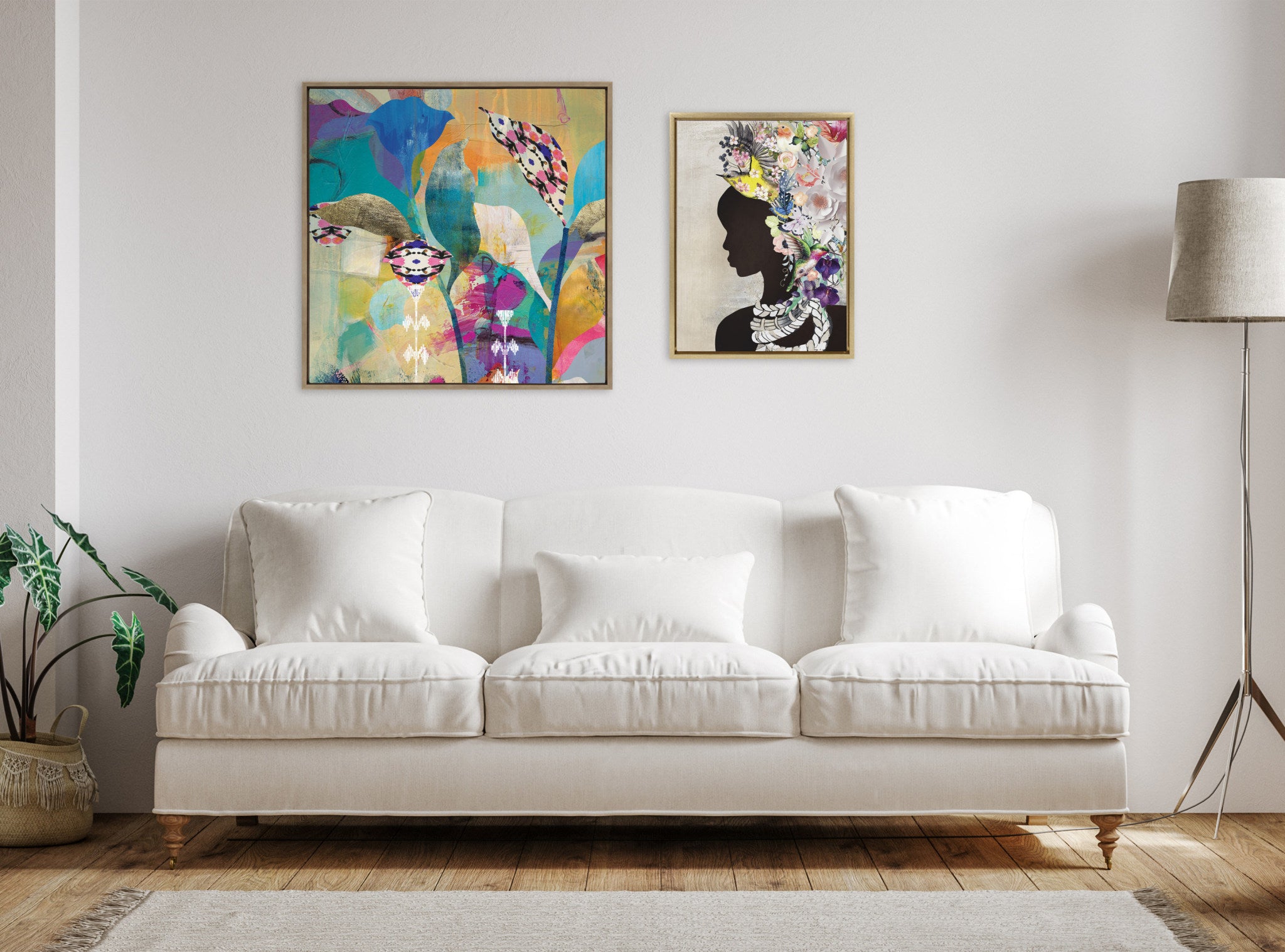 Sylvie Abstract Flower Love Framed Canvas by Nikki Chu