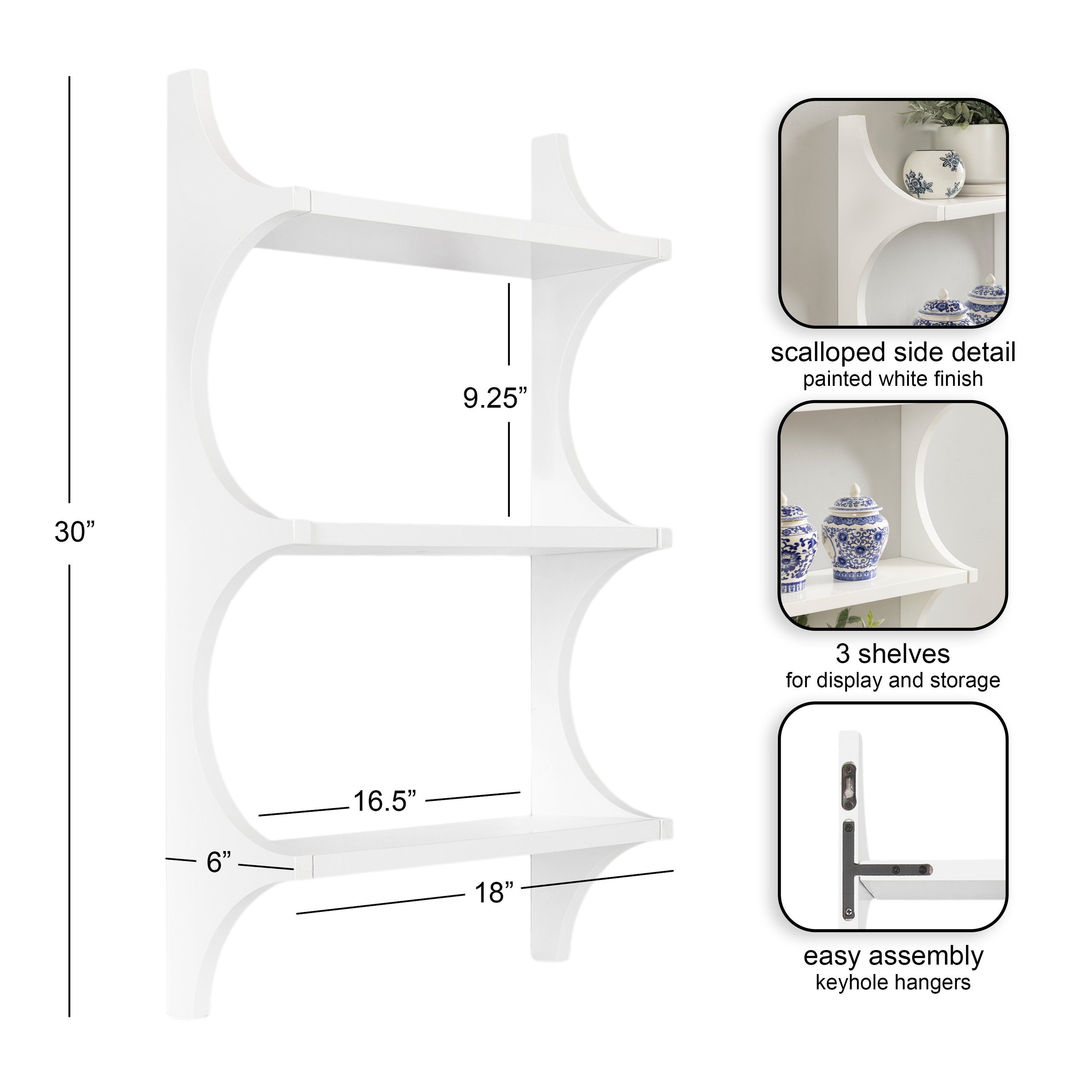 Accent Shelf 18x6x30 White 2