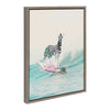 Sylvie Zebra Surfer Framed Canvas by July Art Prints
