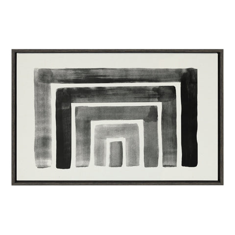 Sylvie MCM Abstract Rainbow Black Framed Canvas by The Creative Bunch Studio
