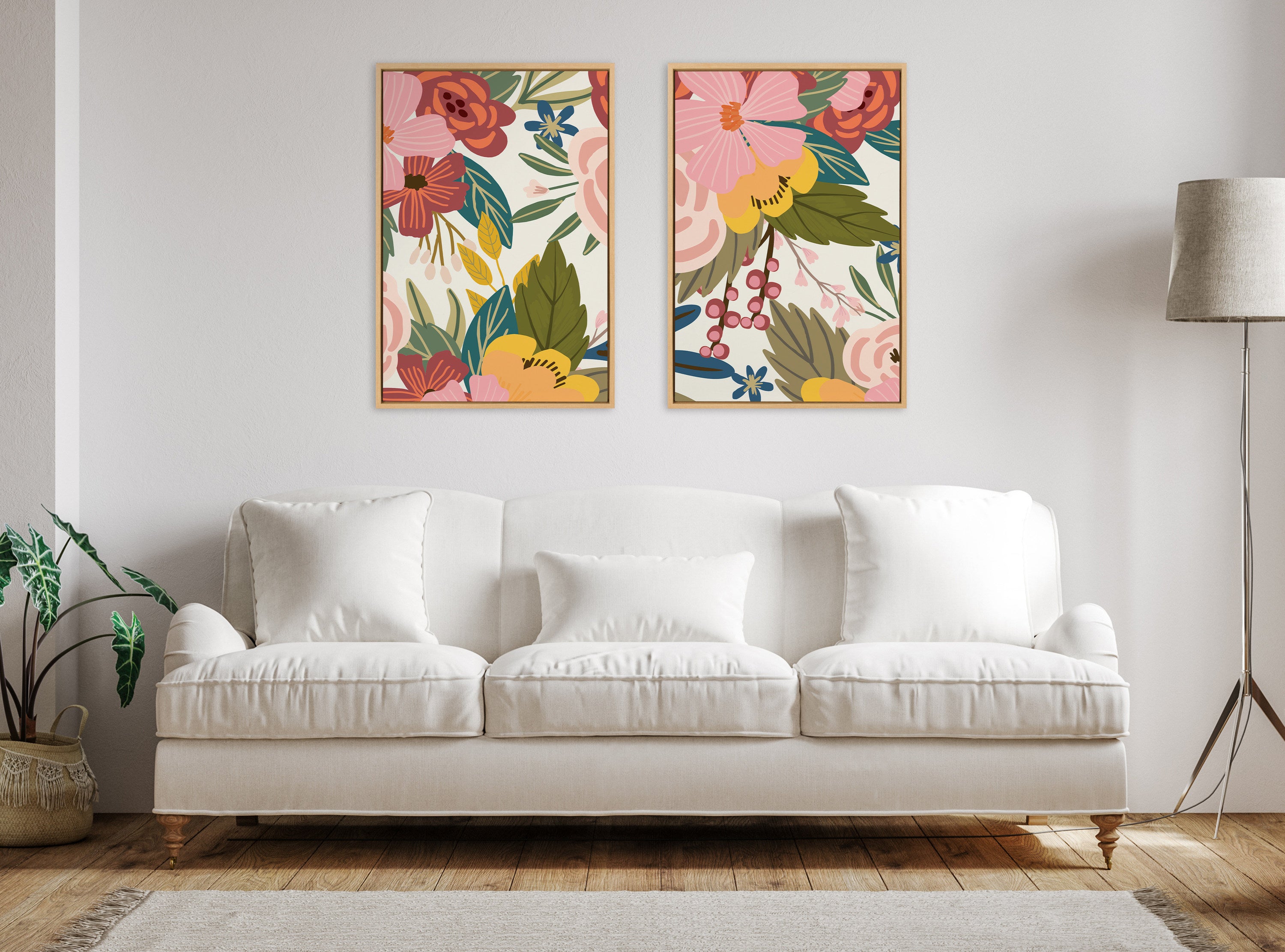 Sylvie Softly 1 and 2 Framed Canvas Art Set by Mia Charro