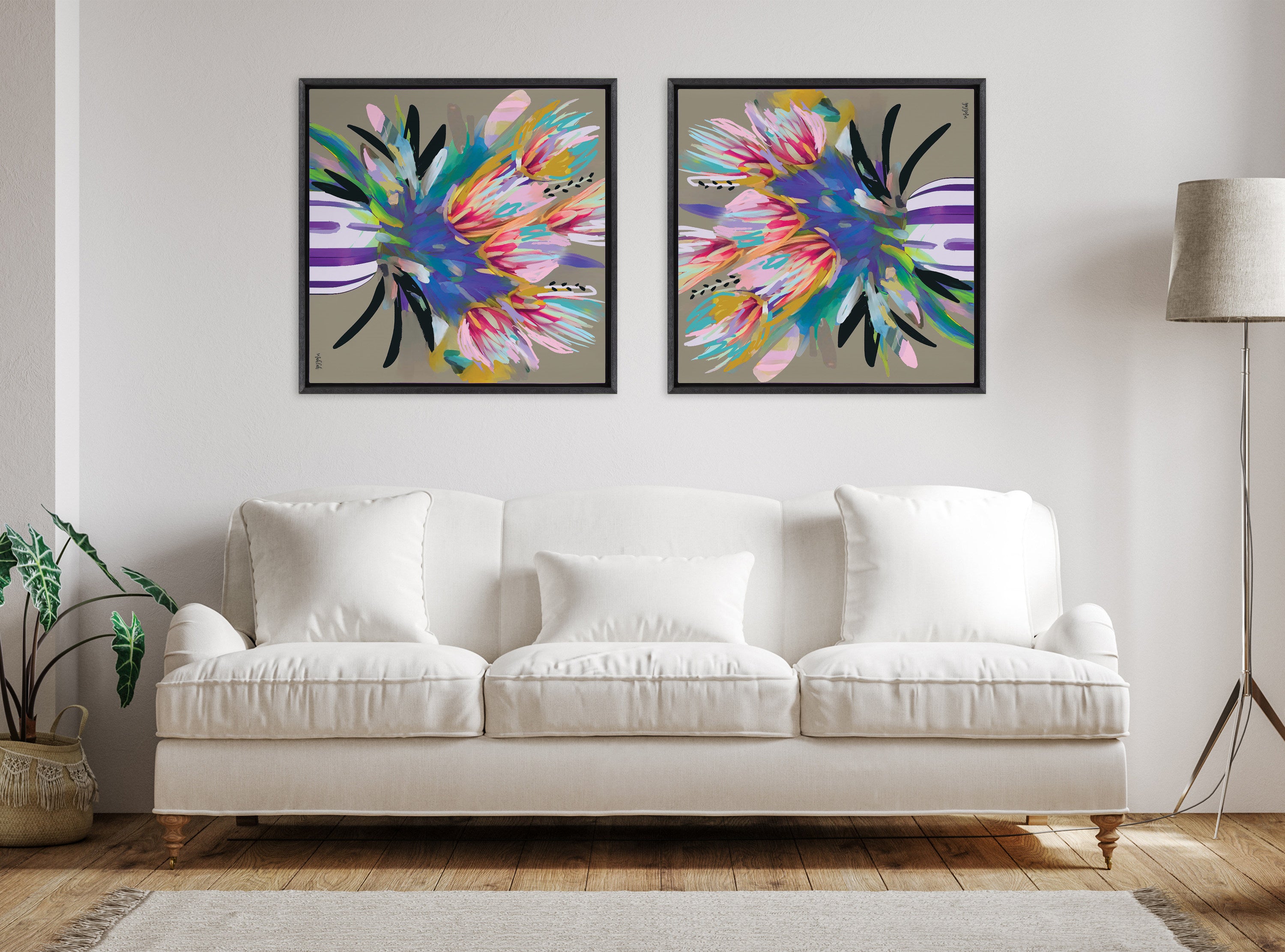 Sylvie Bright Flowers Framed Canvas by Inkheart Designs