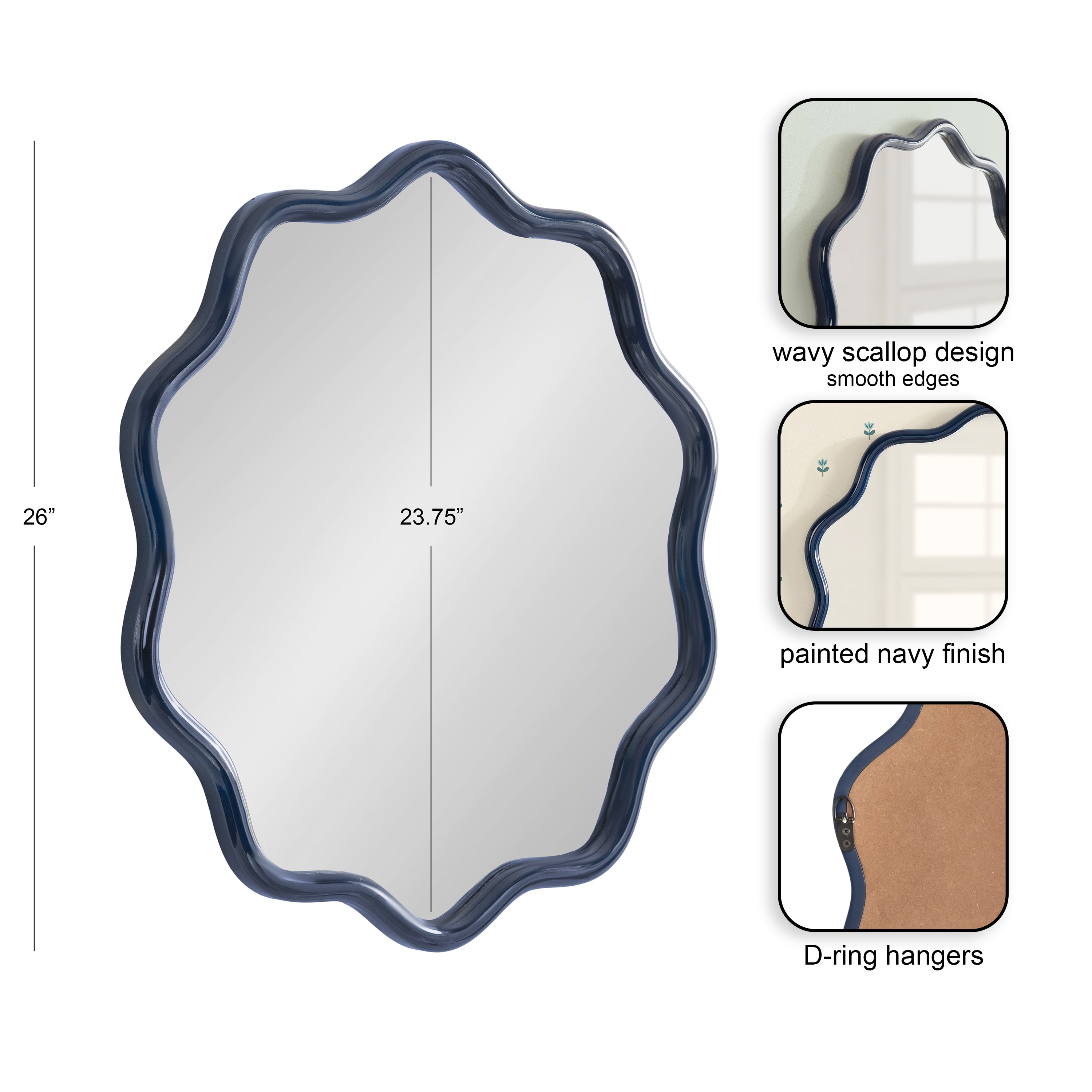 Scallop Mirror 26x26 Navy Blue 2