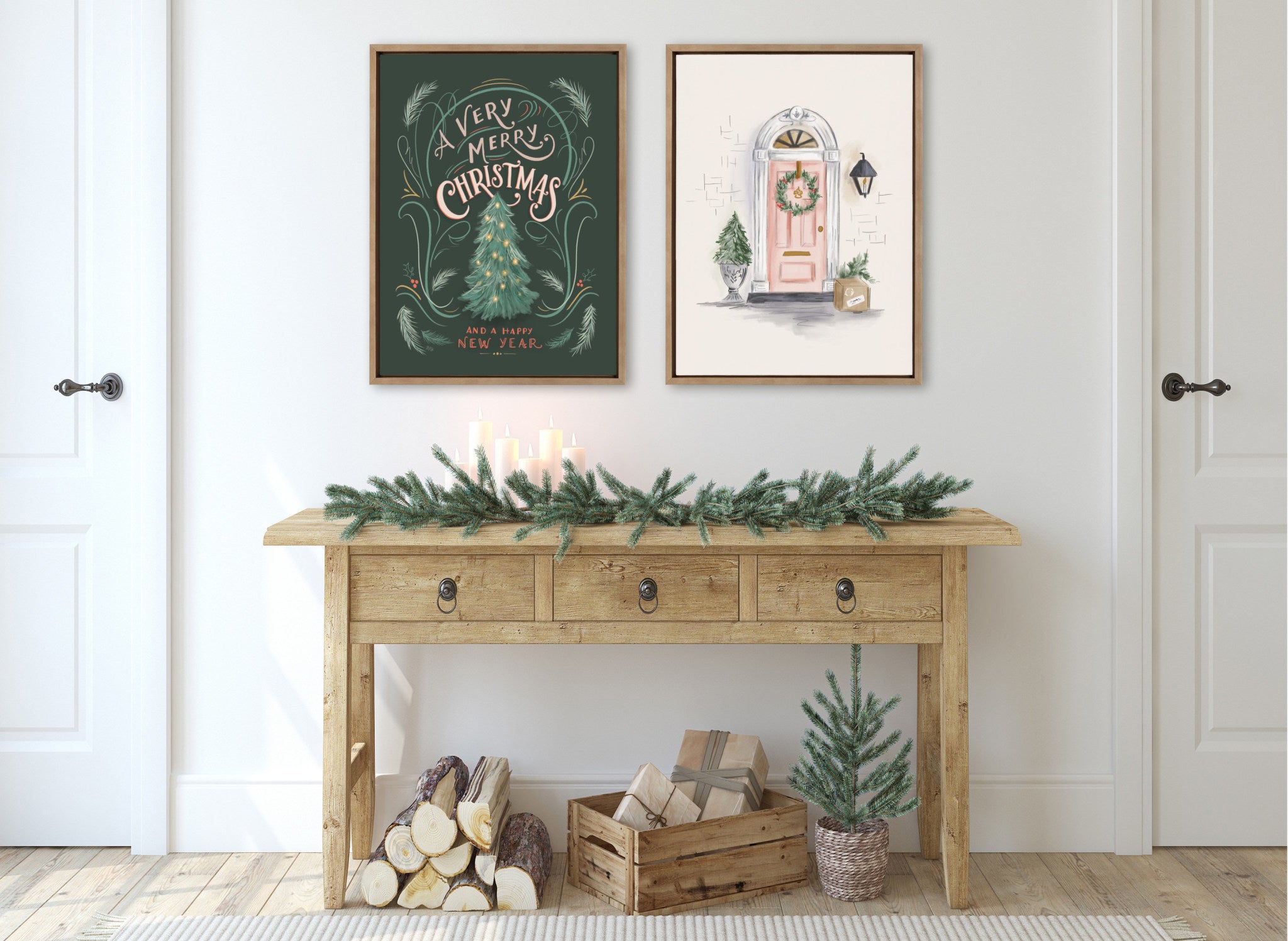 Sylvie A Very Merry Christmas Framed Canvas by Valerie McKeehan of Lily and Val