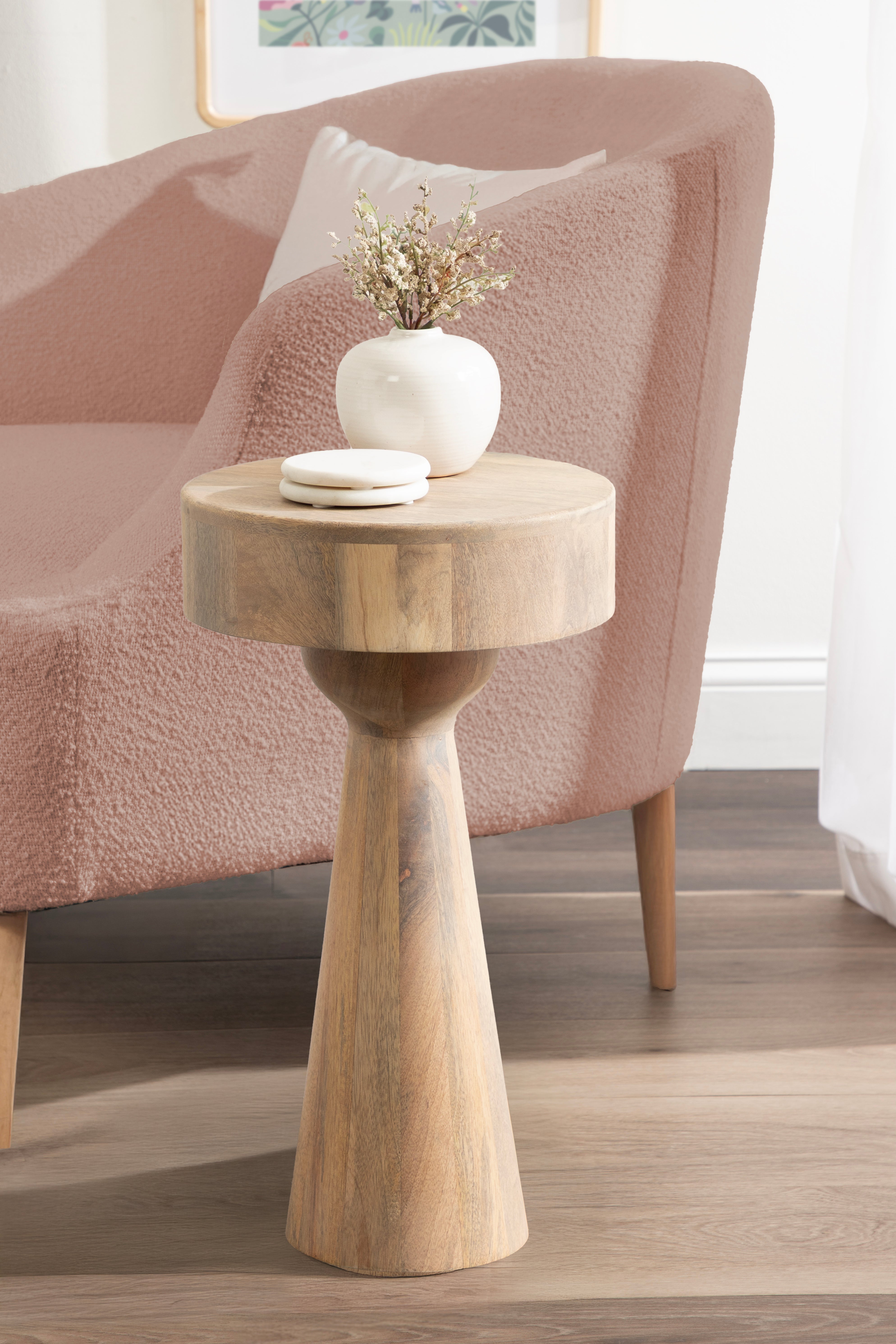 Side Table Natural Beige 12x12x22 6